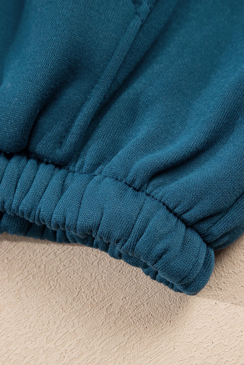 Peacock Blue Cozy Hooded Sweatshirt Drawstring Elastic Waistband Cargo Pant Set