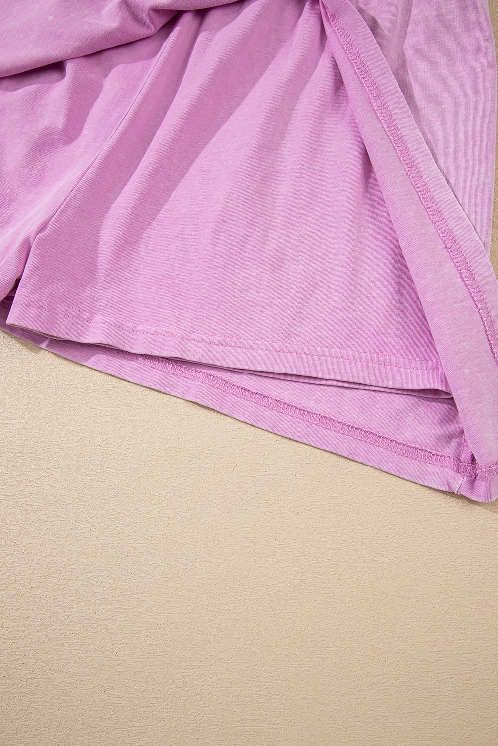 Phalaenopsis Solid Color Washed Sleeveless Top Split Skort Cotton 2pcs Outfit