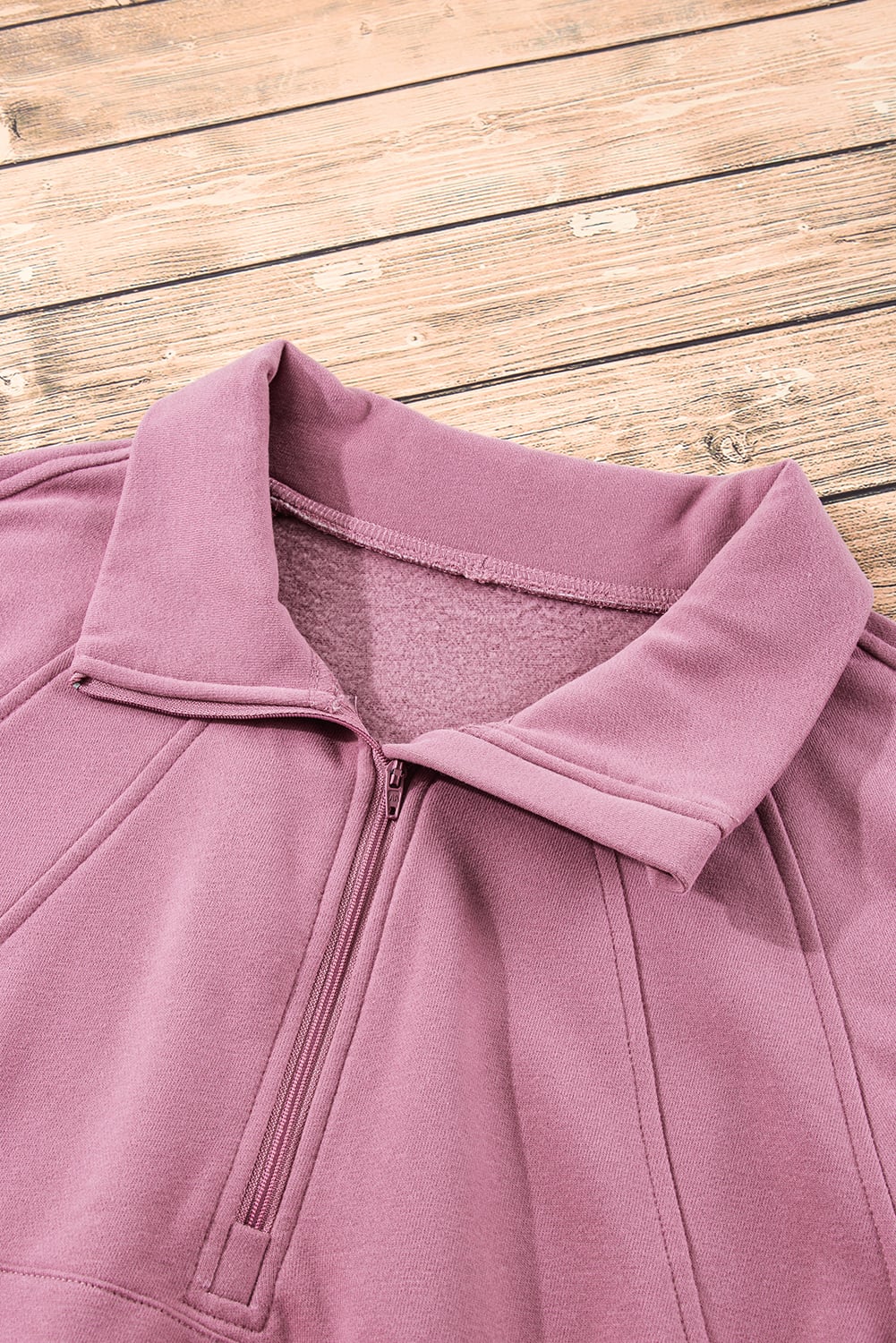 Phalaenopsis Fleece Lined Zip Up Stand Collar Thumbhole Sleeve Sweatshirt