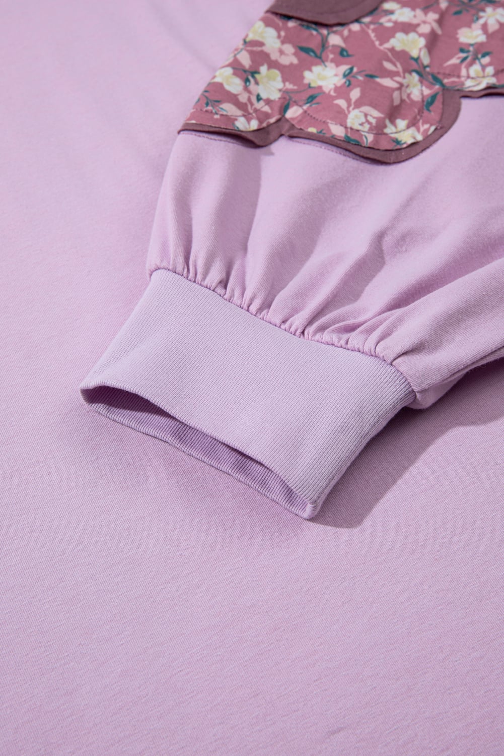 Phalaenopsis Flower Patch Colorblock Plus Size Pullover Top