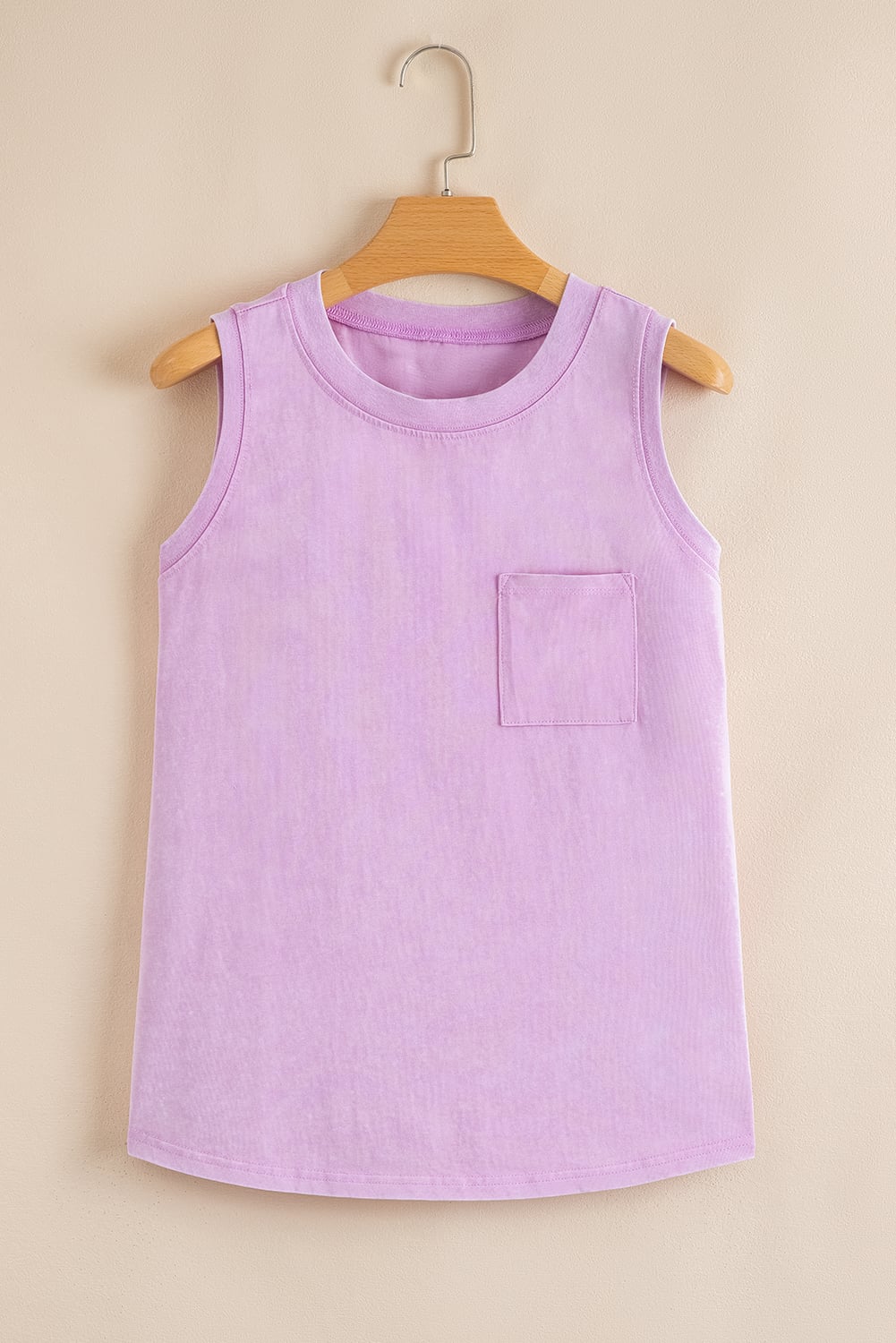 Phalaenopsis Mineral Wash Patched Chest Pocket Casual Tank Top