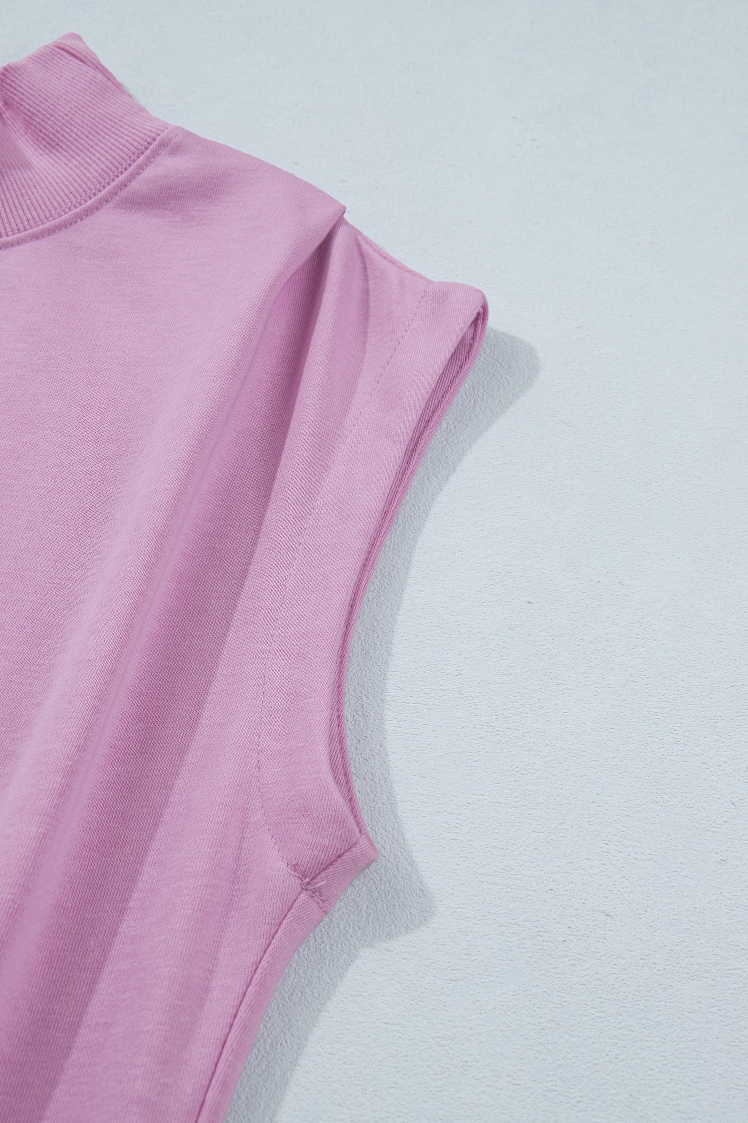 Phalaenopsis Solid Color High Neck Cap Sleeve Loose Top