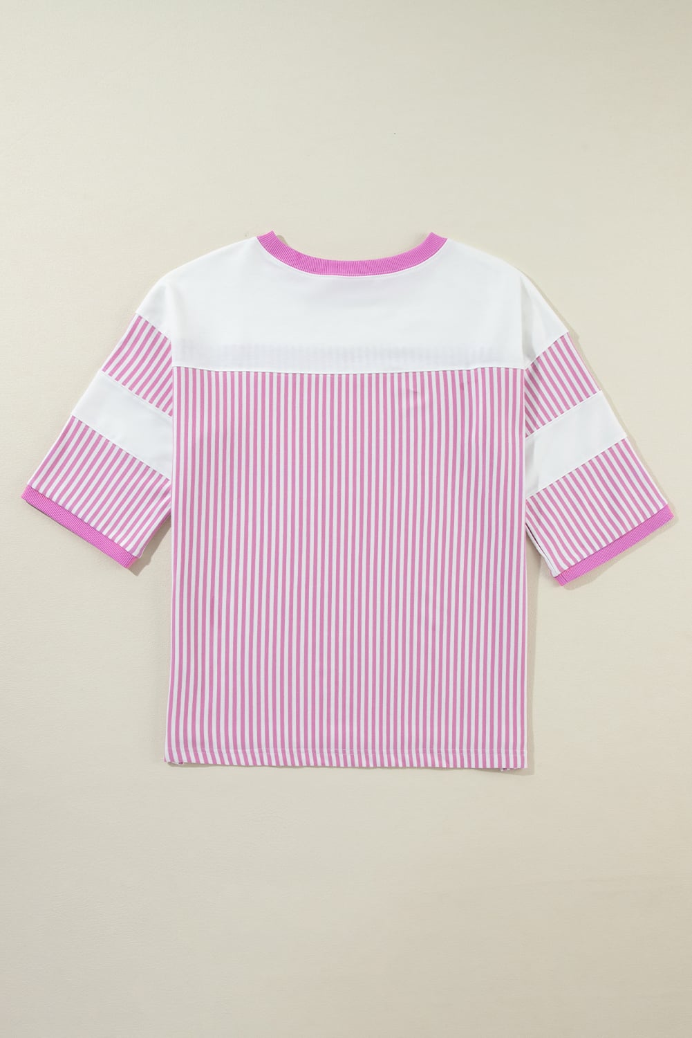 Phalaenopsis Striped Patchwork 3/4 Sleeve Casual Top