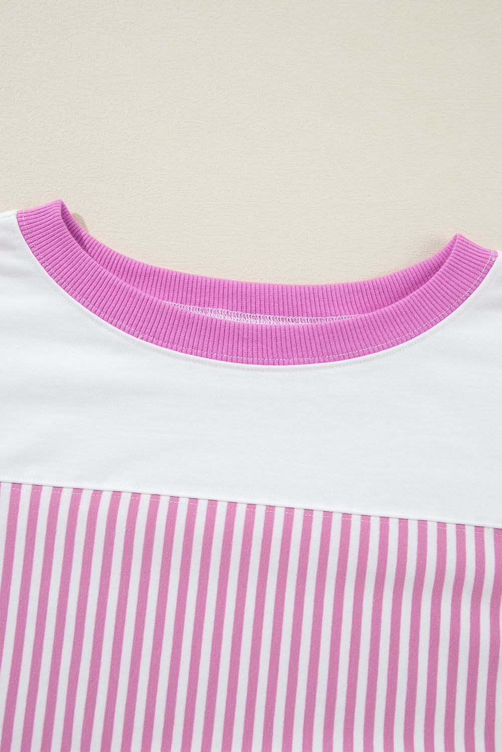 Phalaenopsis Striped Patchwork 3/4 Sleeve Casual Top