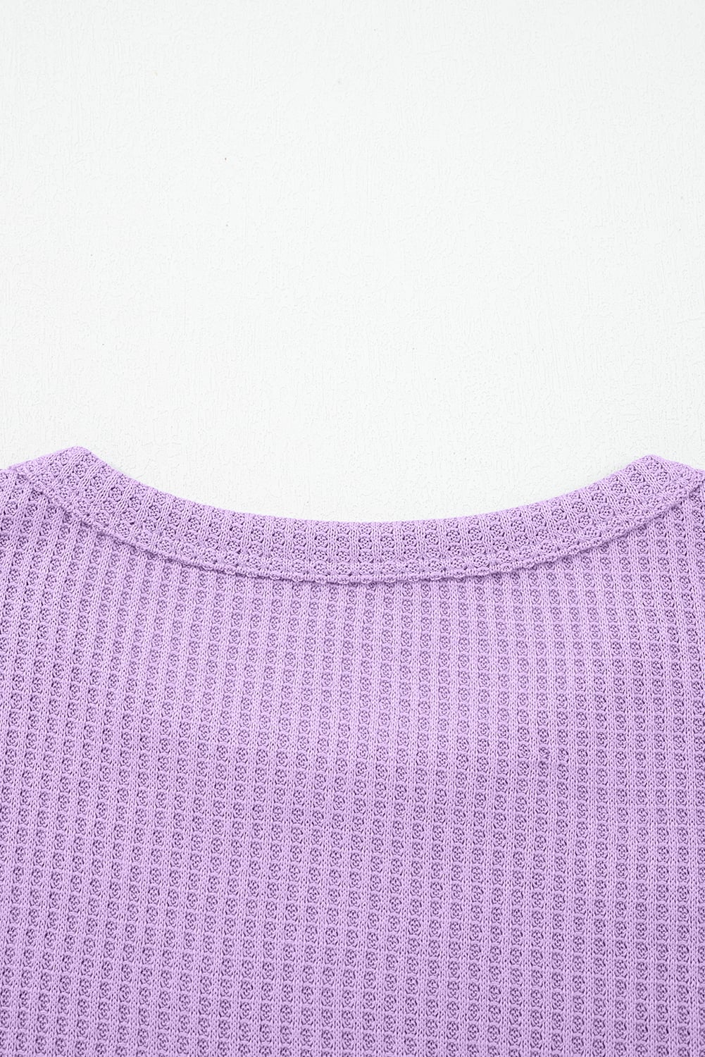 Phalaenopsis Thermal Knit Contrast Textured Patchwork Long Sleeve Top