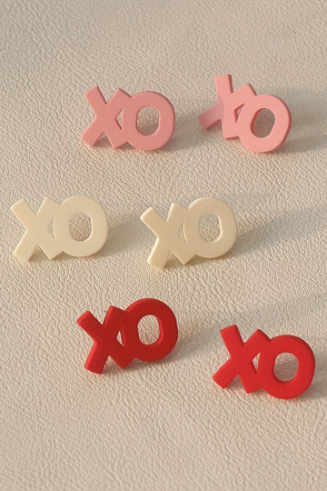 Pink 3 Pairs Different Colors XOXO Earrings