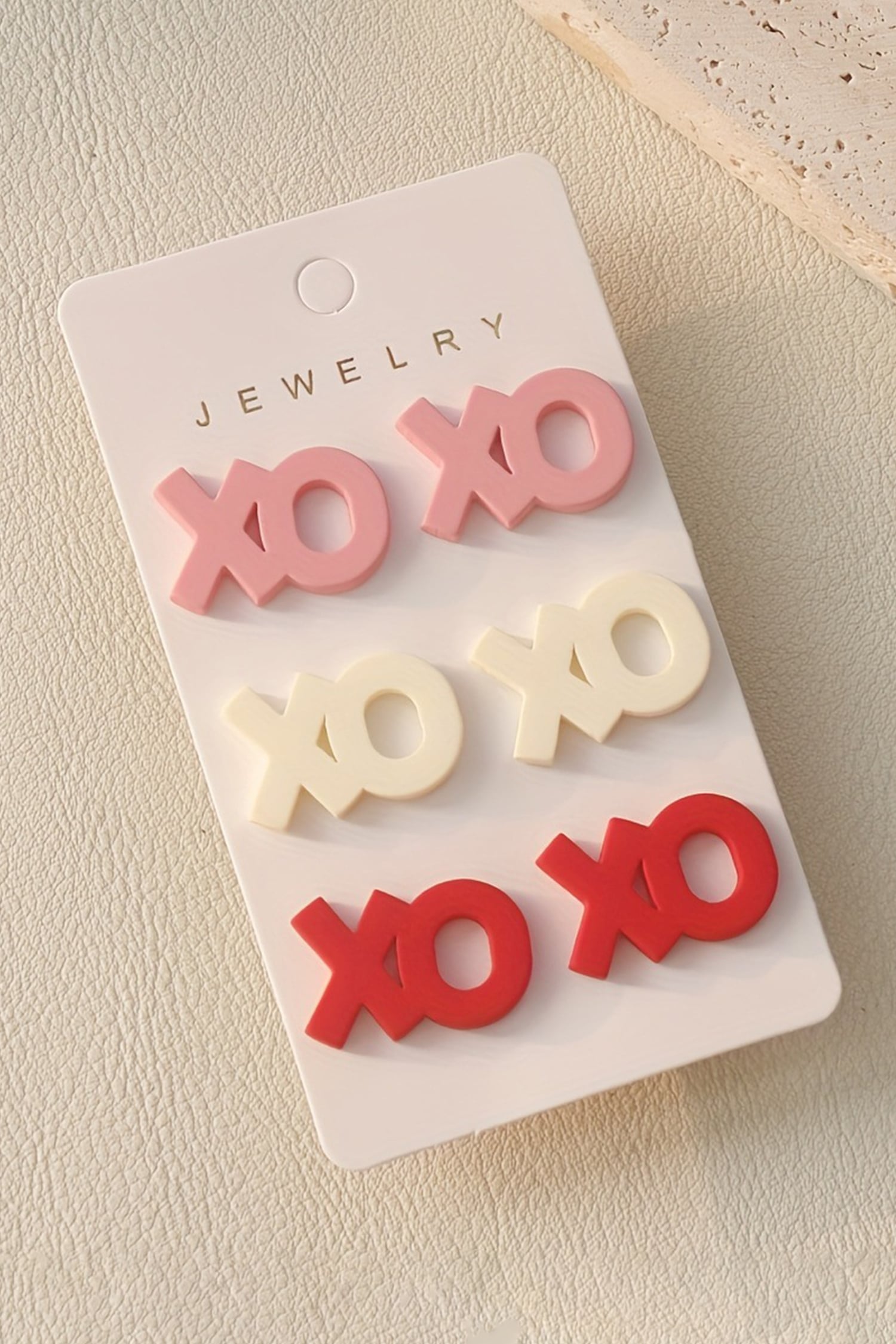 Pink 3 Pairs Different Colors XOXO Earrings