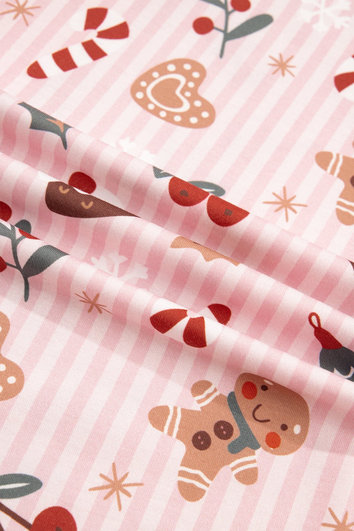 Pink Abstract Christmas Print Short Sleeve Two Piece Lounge Set