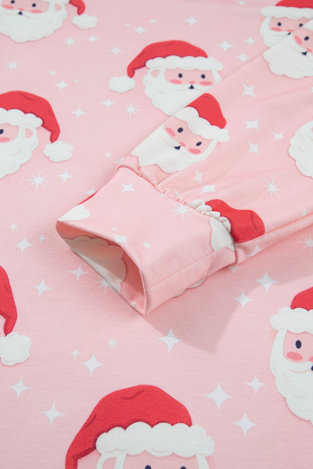 Pink Abstract Santa Pattern Long Sleeve Two Piece Shift Lounge Set
