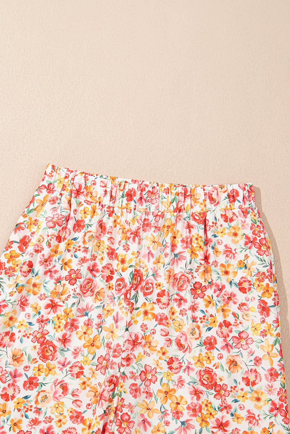 Pink Boho Floral Bandeau Top and High Waist Wide Leg Pants Set