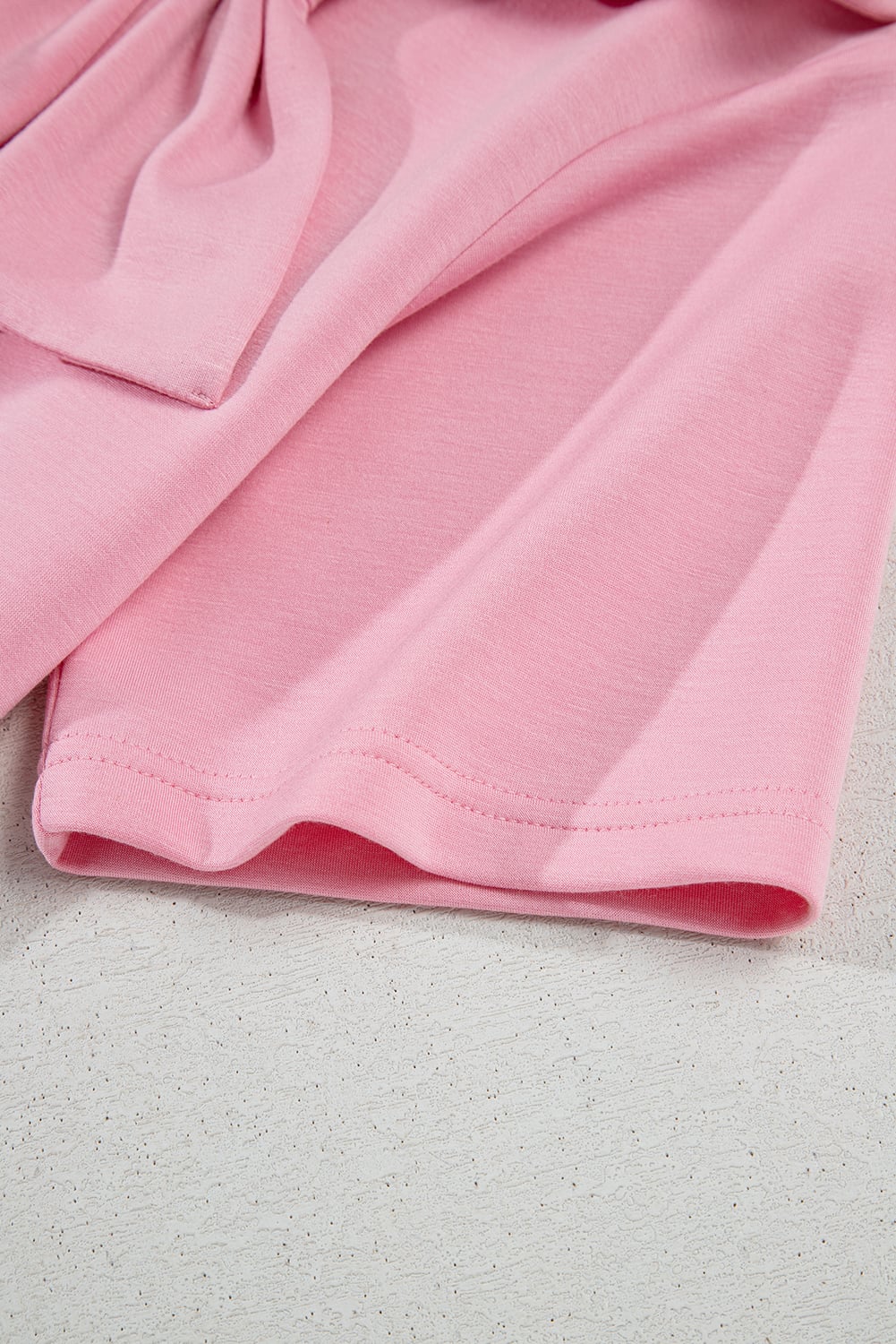 Pink Bow Applique Half Sleeve T-shirt