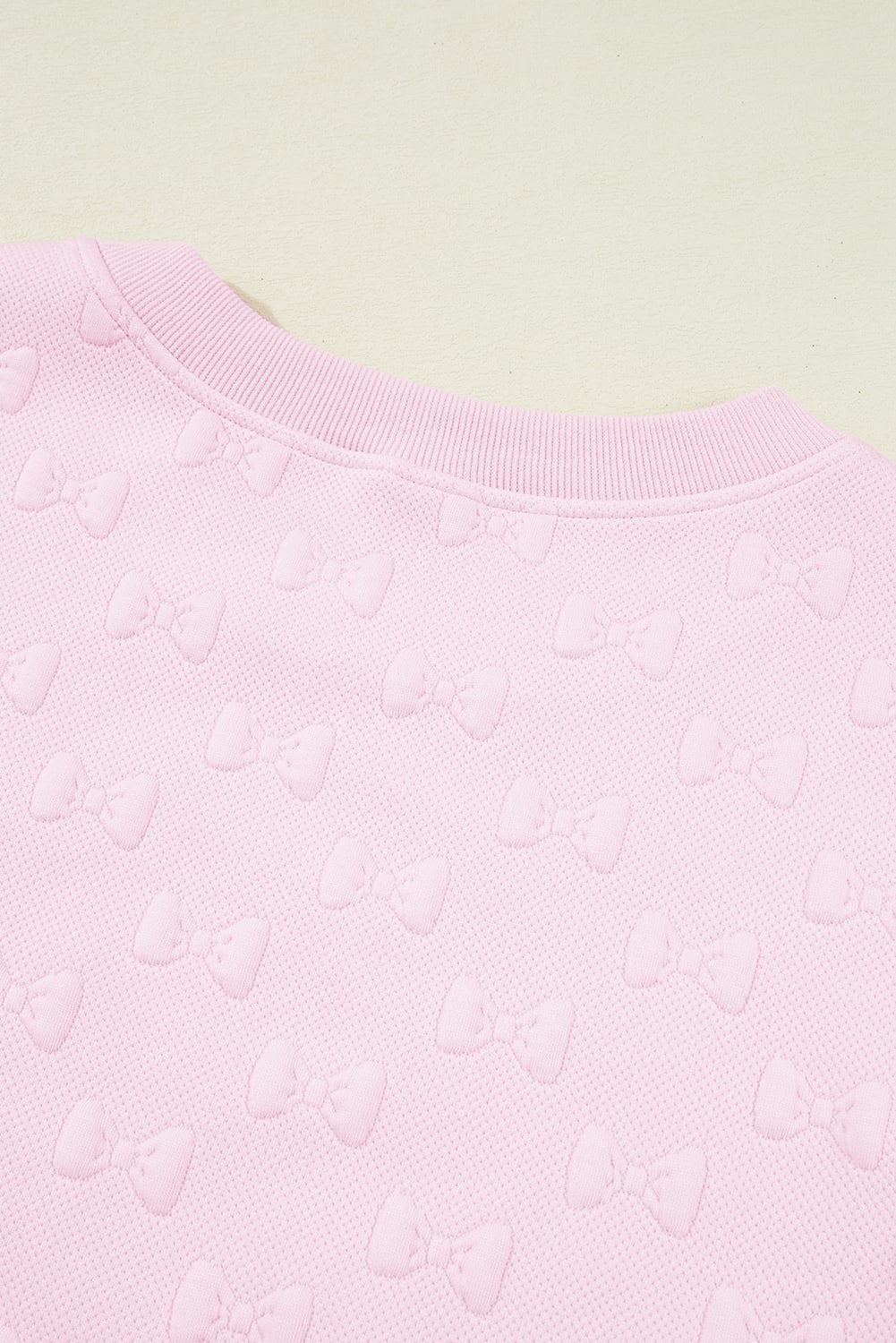Pink Bow Jacquard Ruffle Sleeve Short 2pcs Outfit