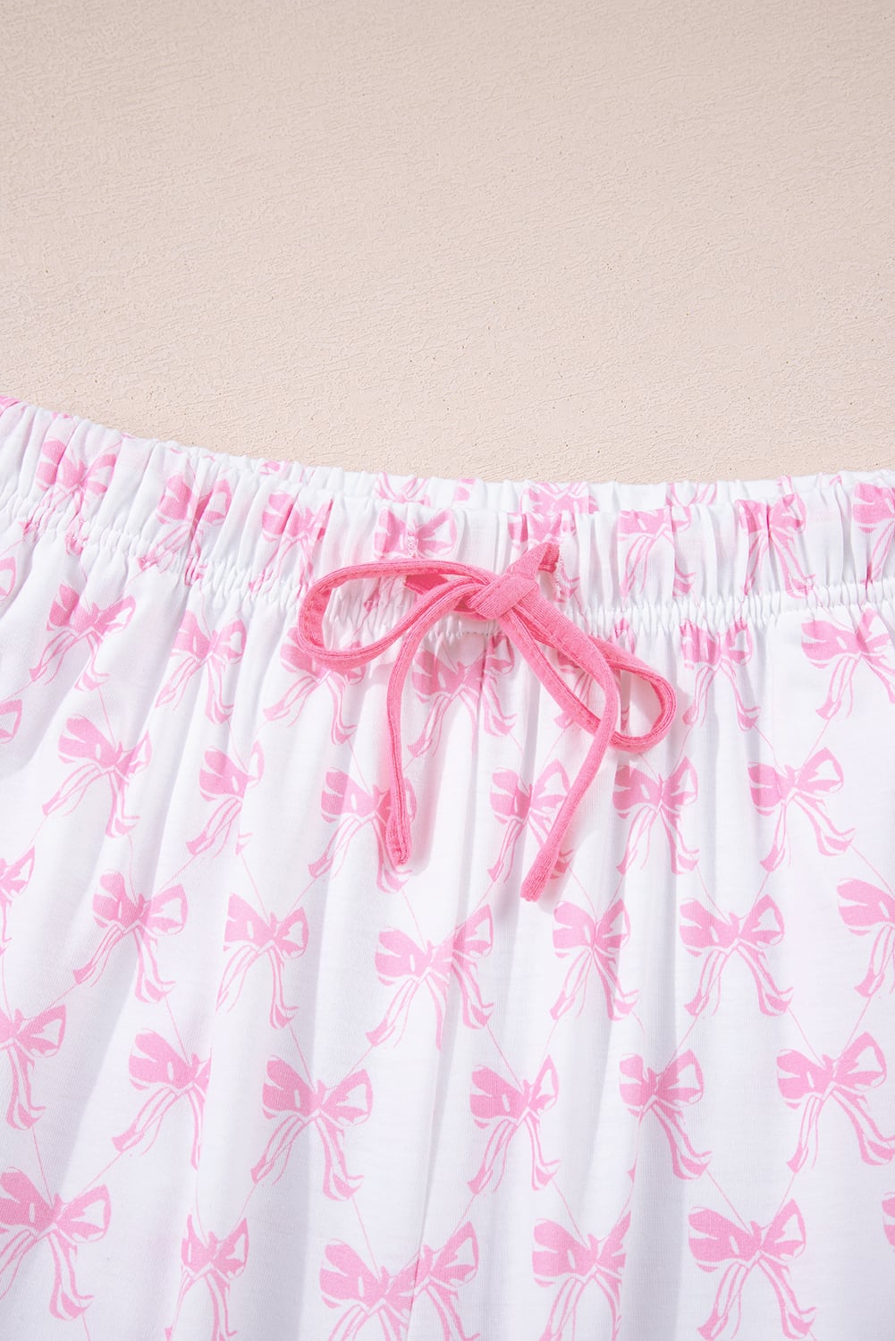 Pink Bow Print Long Sleeve Shirt and Pants Soft Pajama Set