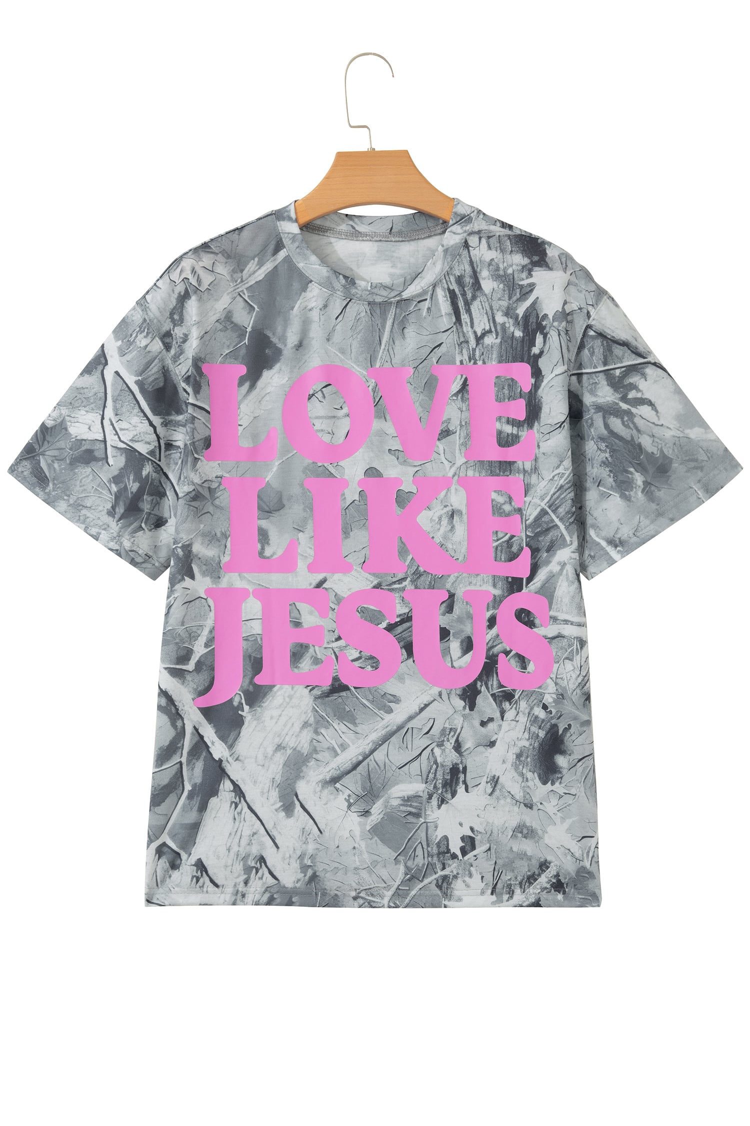 Pink Camo Woodland LOVE LIKE JESUS Casual Tee