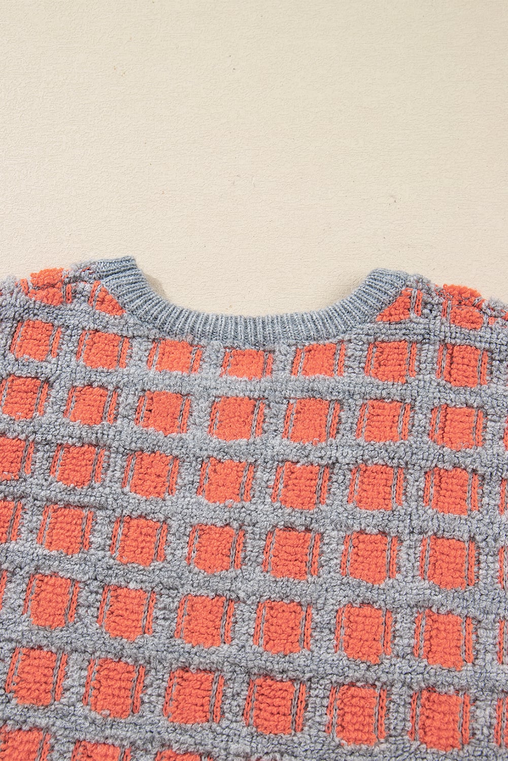 Pink Checkered Oversized Side Slit Sweater