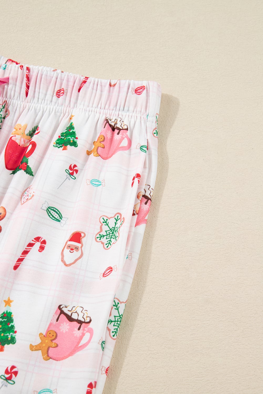 Pink Christmas Spirit Cute Holiday Print Short Sleeve Shirt and Pants 2pcs Pajama Set