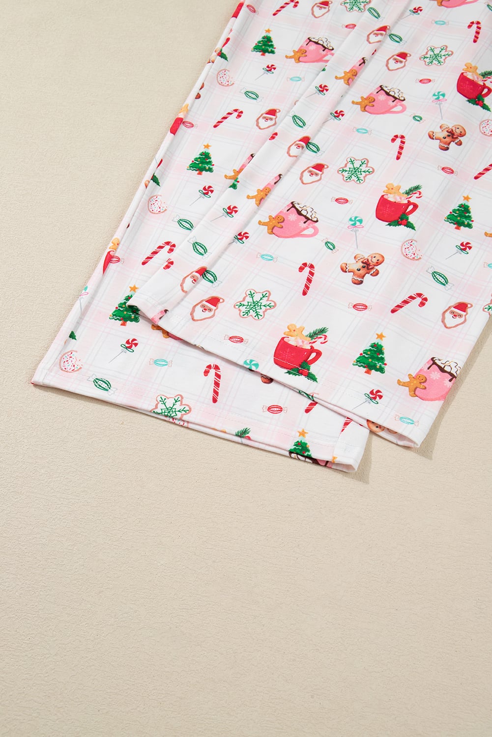 Pink Christmas Spirit Cute Holiday Print Short Sleeve Shirt and Pants 2pcs Pajama Set