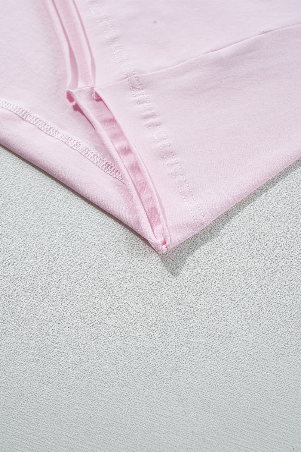 Pink Color Block Patchwork Seamed Crewneck T Shirt
