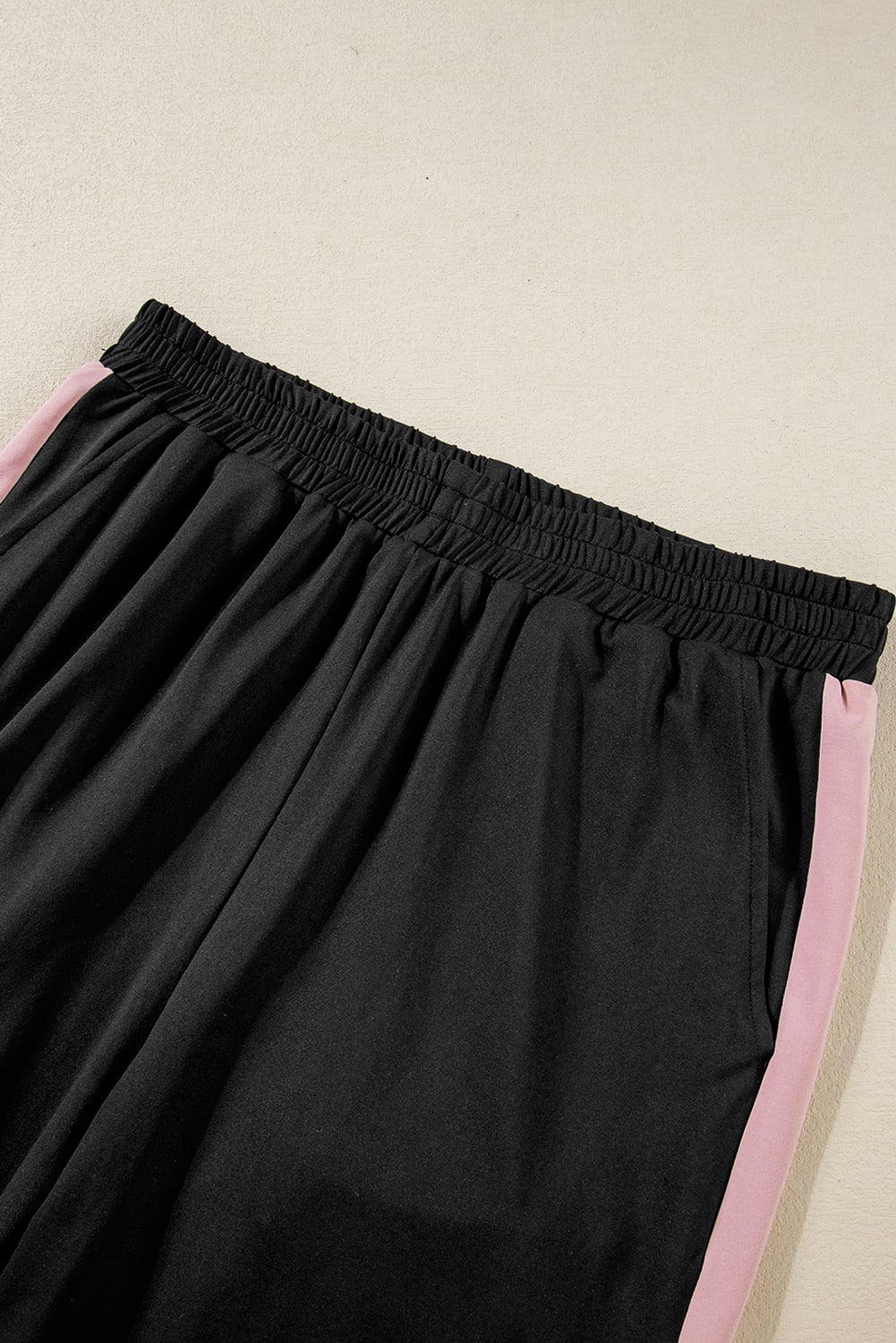 Pink Color Block Trim 2 Tone Contrasted Tank and Pants Set