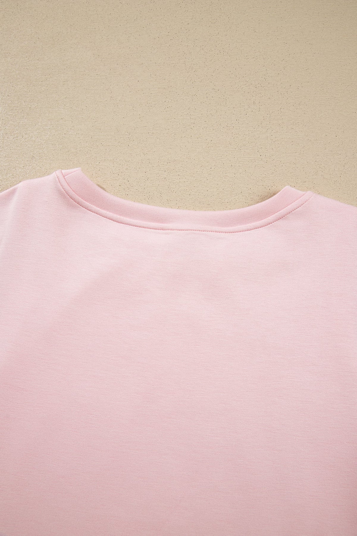 Pink Color Contrast Overlay Long Sleeve Top Drawstring Loose Pant Set