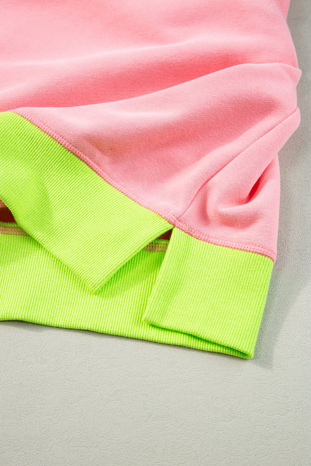 Pink Colorblock Bubble Sleeve Sweatshirt