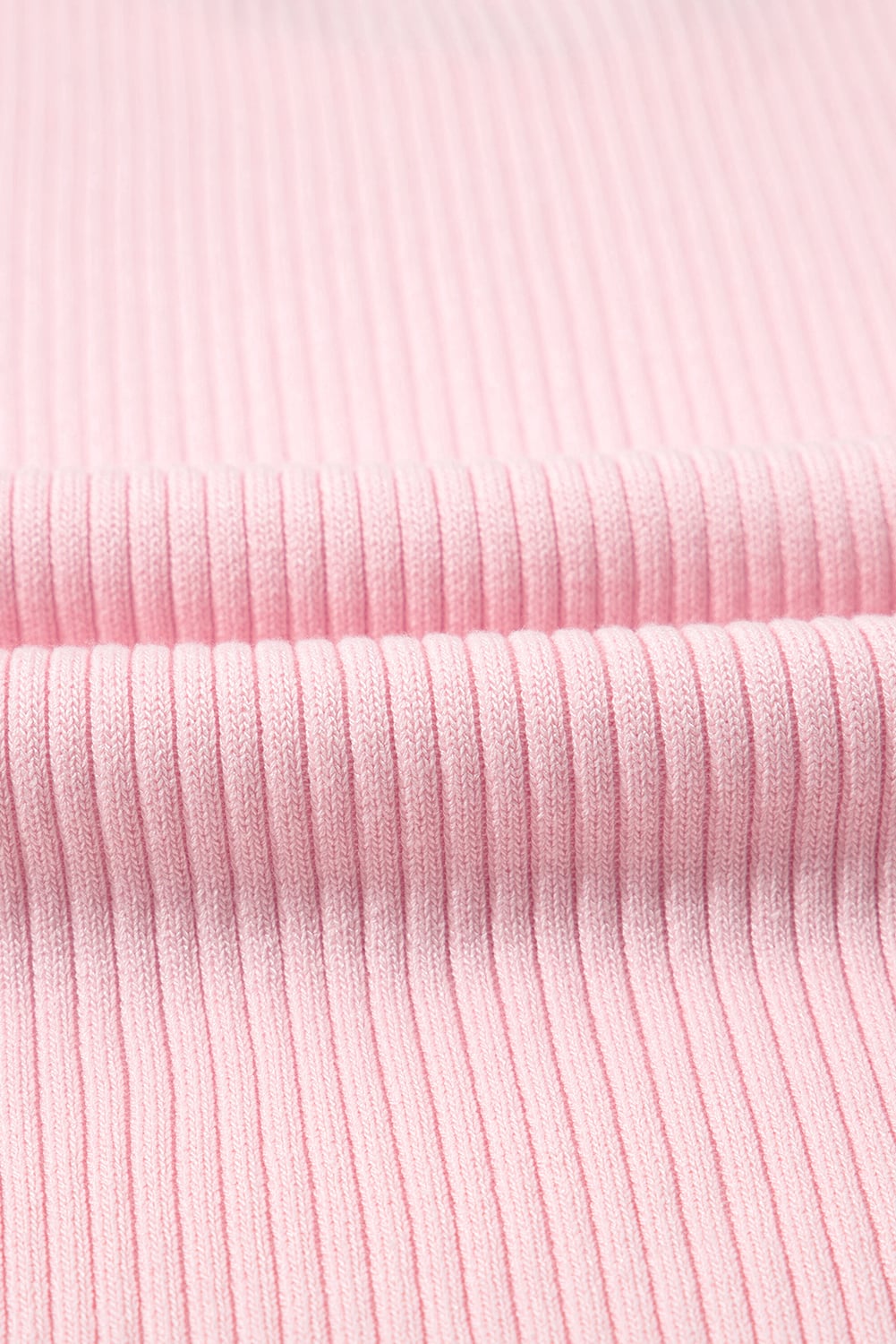 Pink Colorblock Edge Ribbed Knit U Neck Tank Top