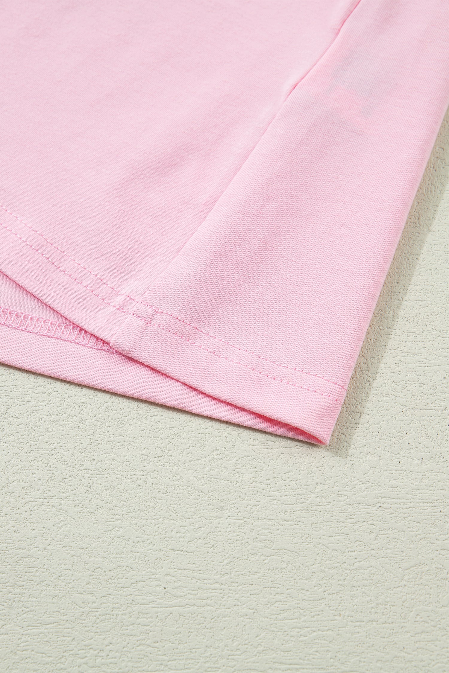 Pink Colorblock Flutter Sleeve Round Neck T Shirt