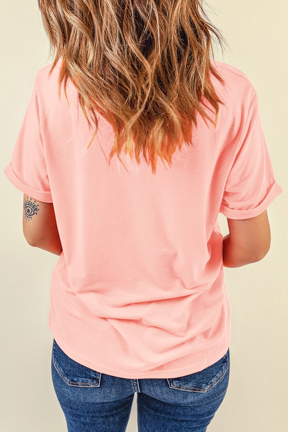 Pink Colorful MaMa Letter Graphic T Shirt
