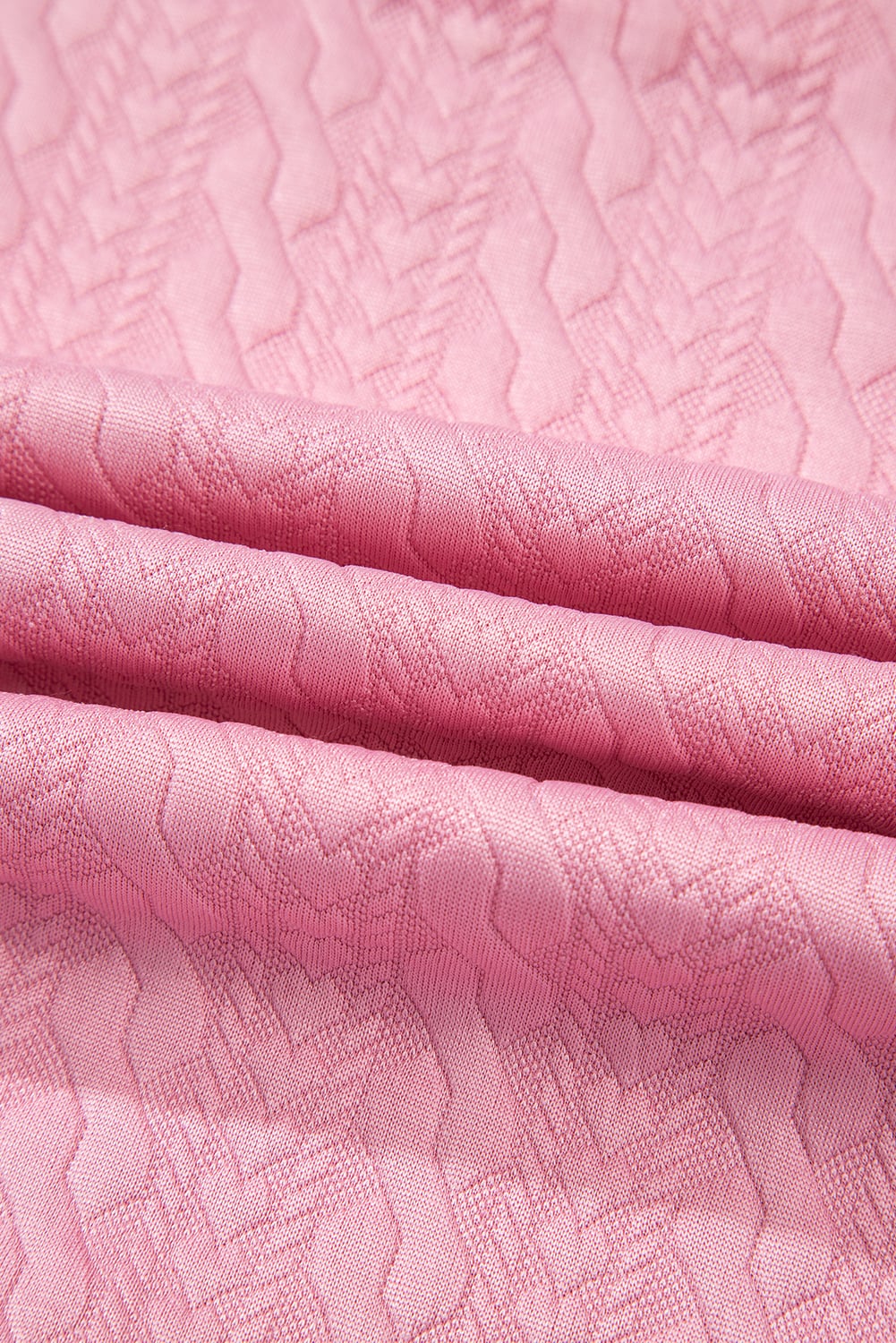 Pink Contrast Trim Textured Crewneck Tee and Pocketed Skirt Set