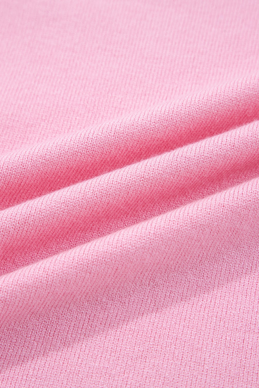 Pink Contrasting Polo Collar Color Block Knit Drop Shoulder Sweater