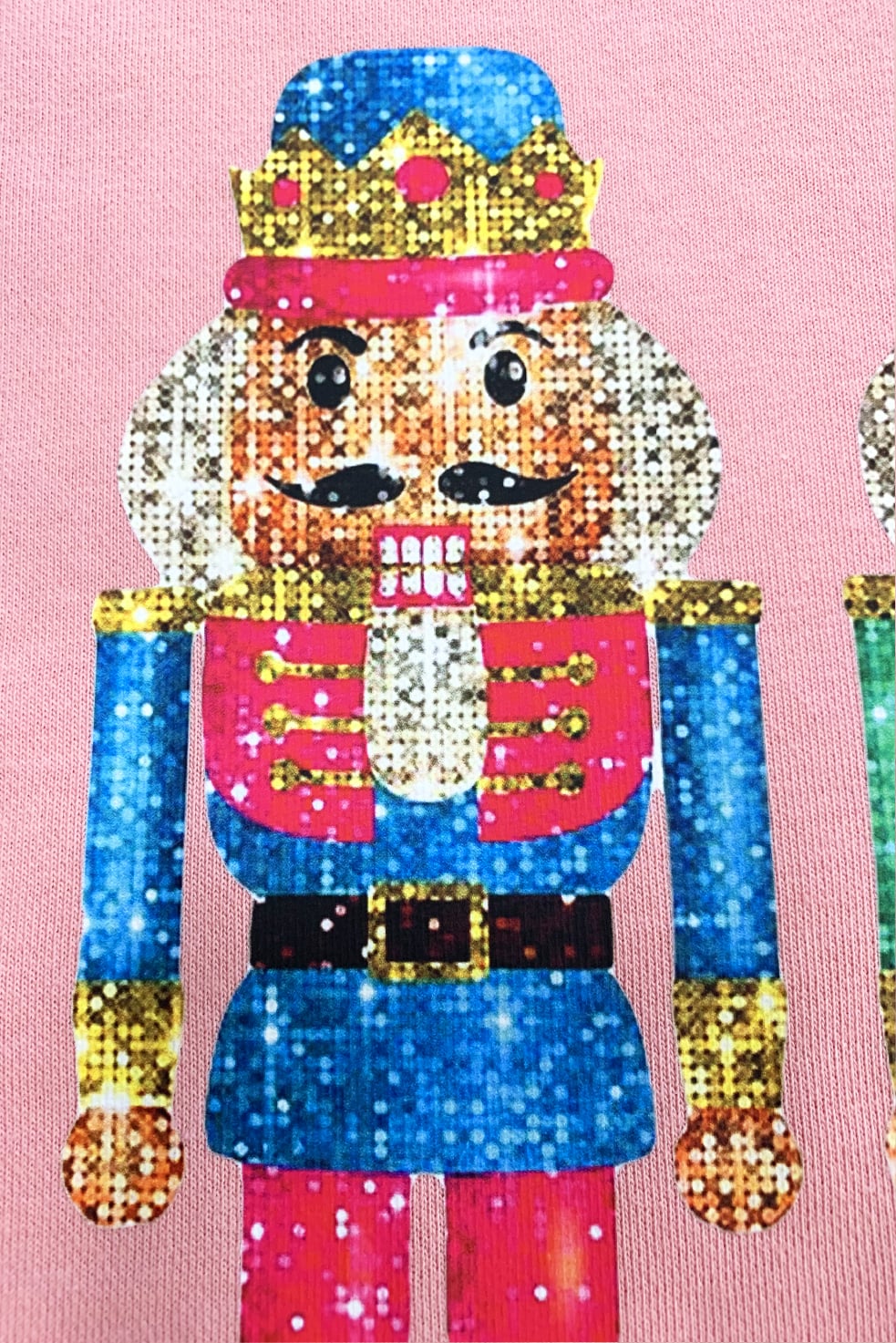 Pink Cute Nutcracker Printed Drop Shoulder Christmas Sweatshirt