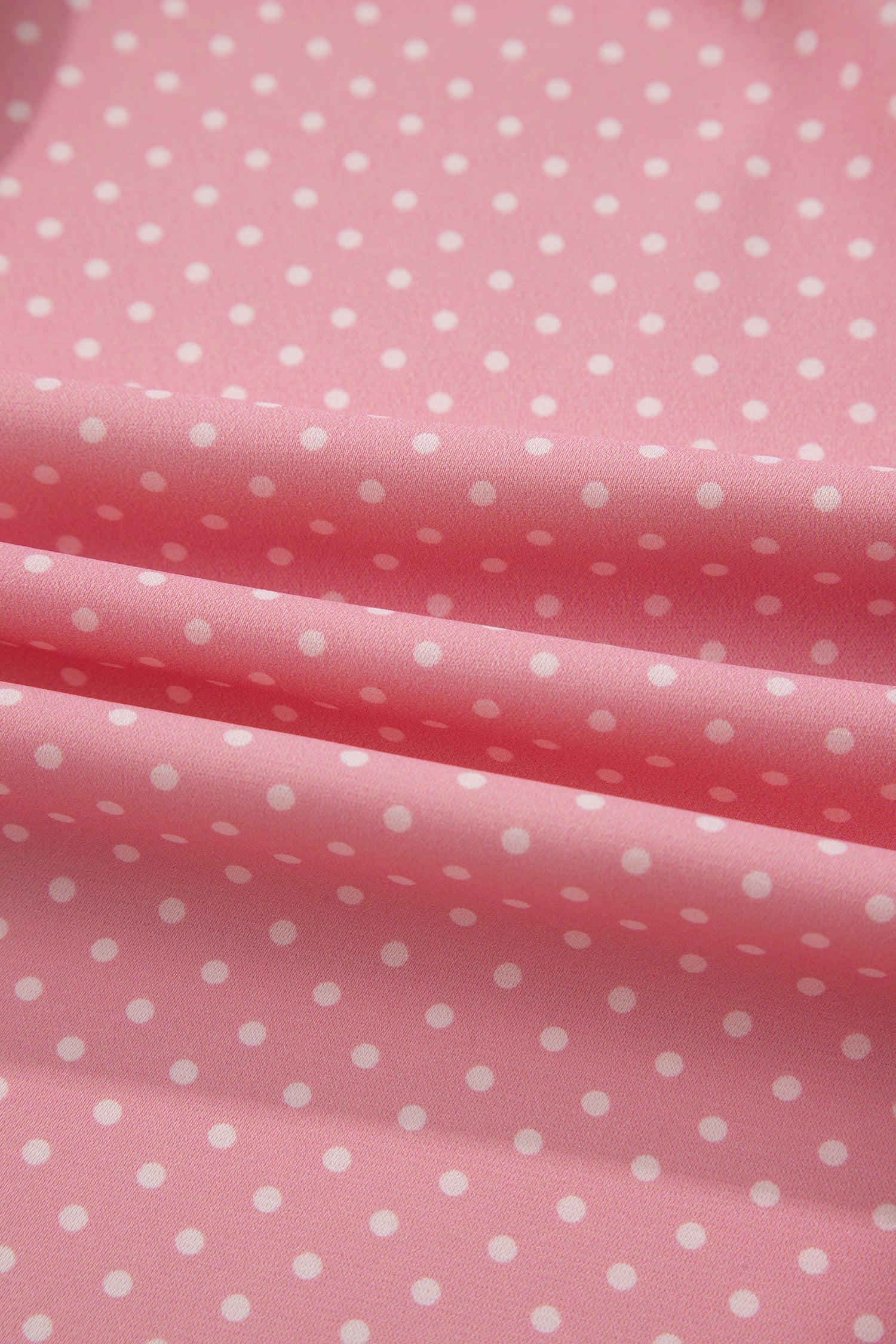 Pink Dotted Print Cuffed Short Sleeve Shirt