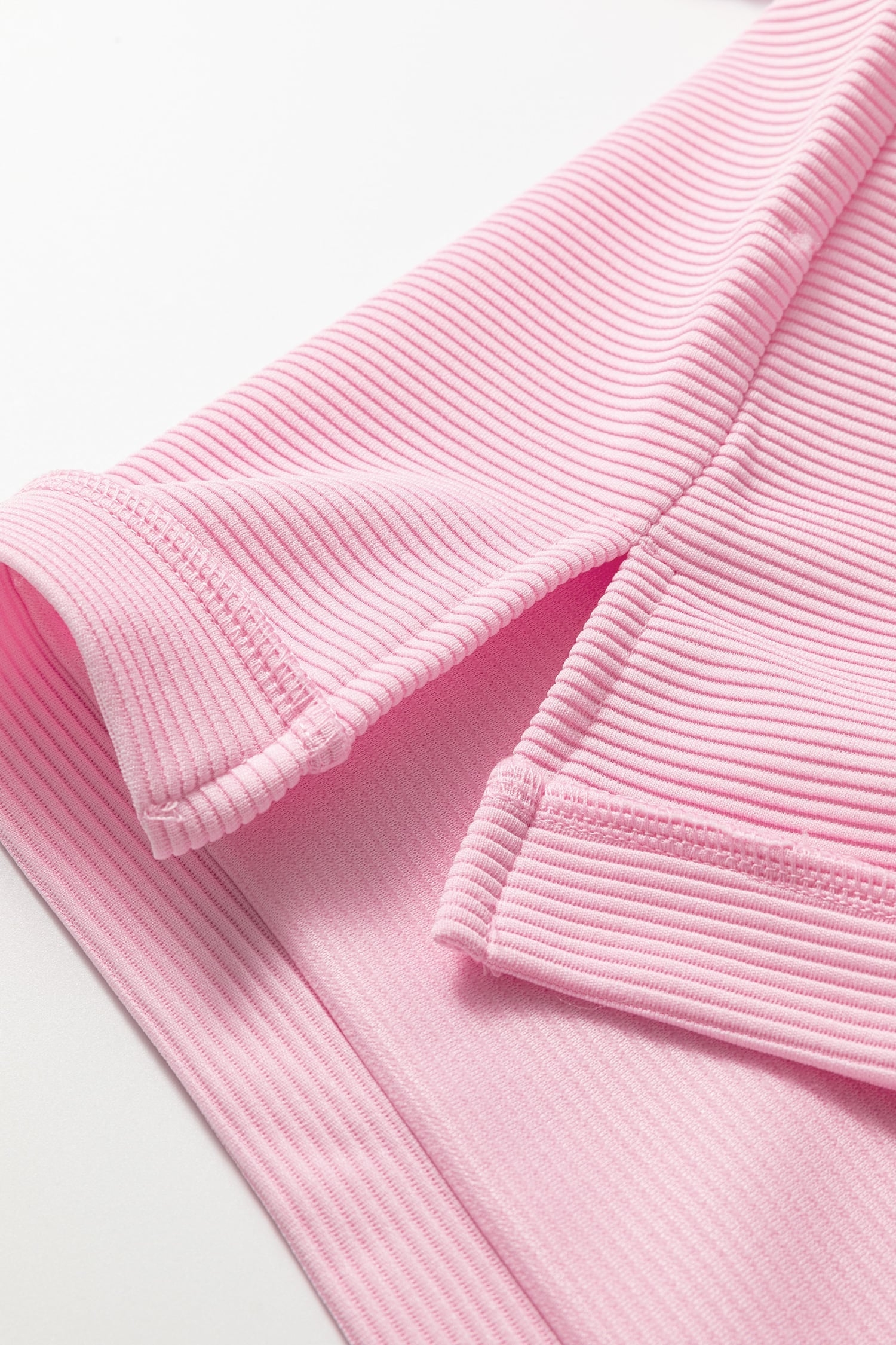 Pink Drop Shoulder Long Sleeve Plus Size Ribbed Top