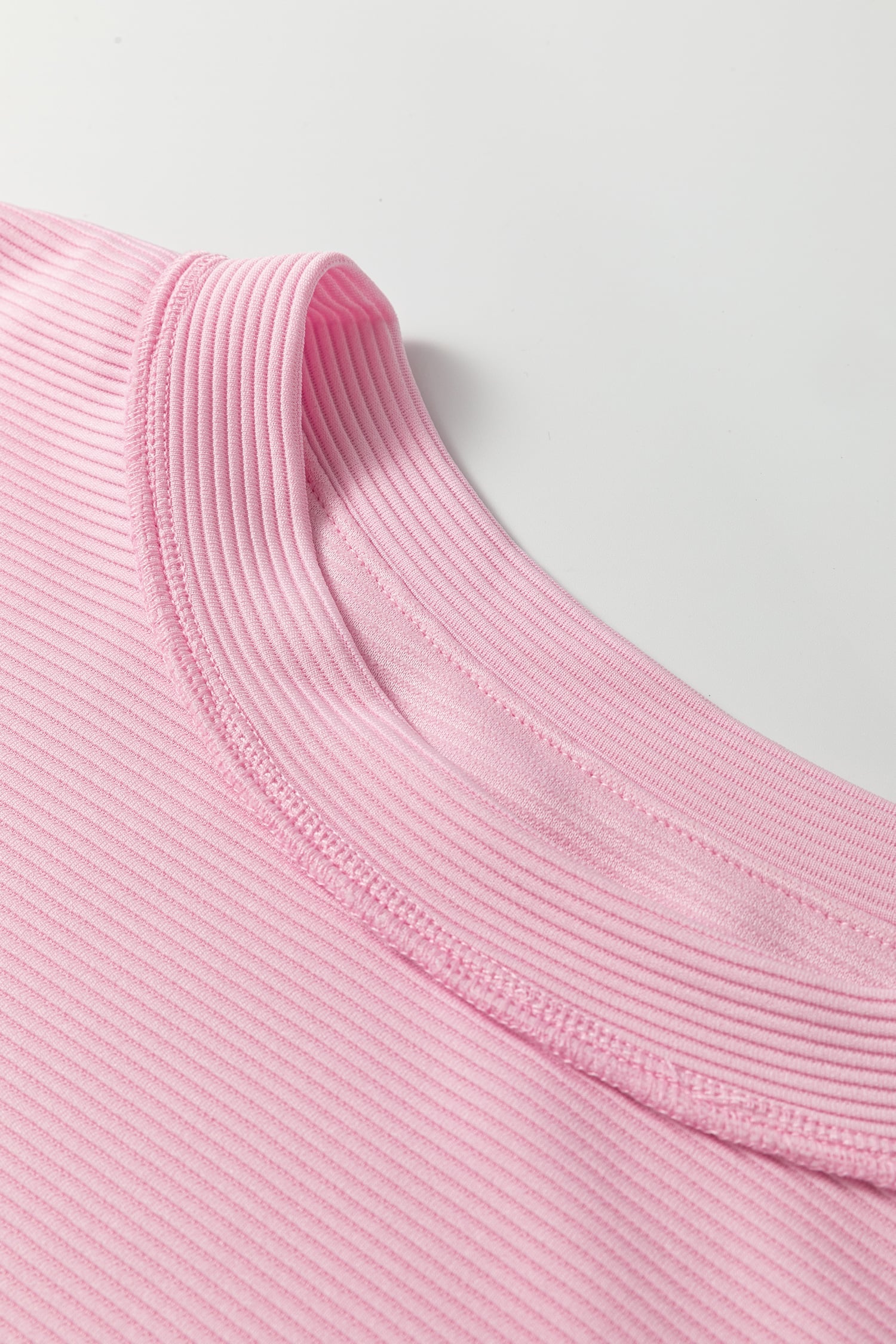 Pink Drop Shoulder Long Sleeve Plus Size Ribbed Top