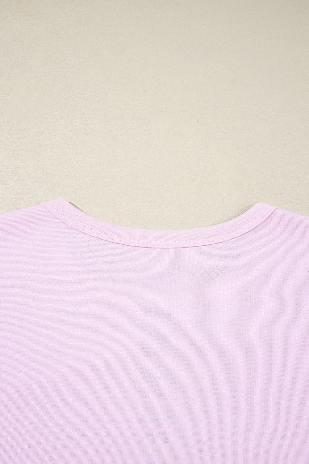 Pink Exposed Seam Color Block Striped Patchwork Loose Henley Sweatshirt