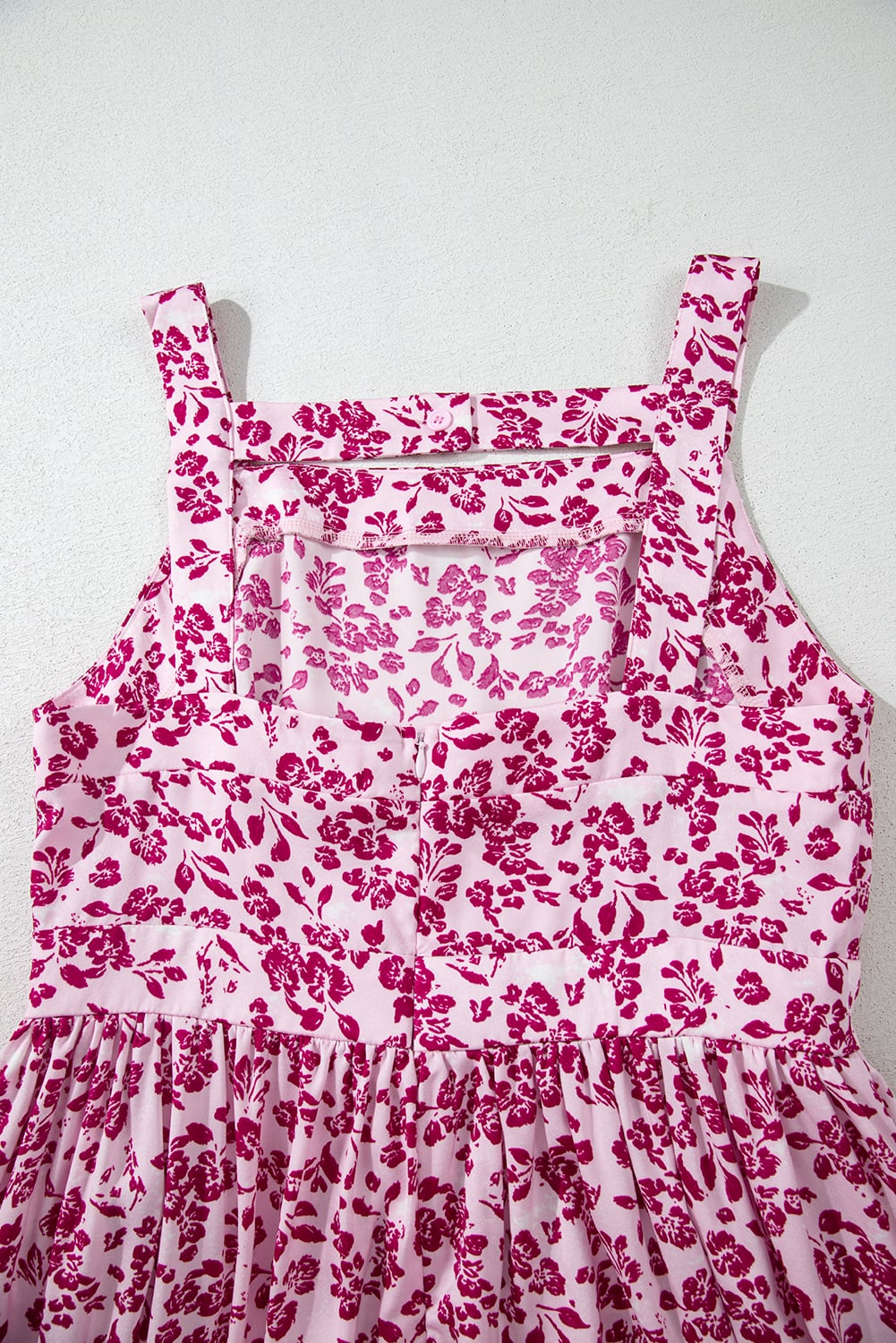 Pink Floral Cutout Back Empire Waist Sleeveless Maxi Dress