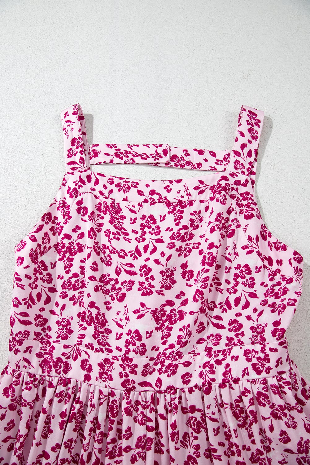 Pink Floral Cutout Back Empire Waist Sleeveless Maxi Dress