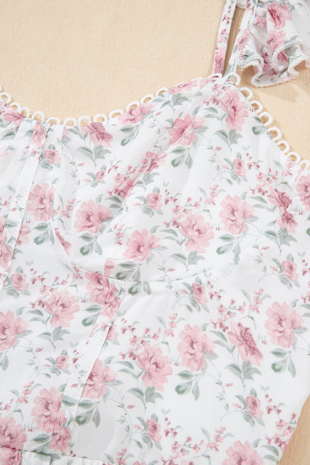 Pink Floral Flutter Peplum Tank Top
