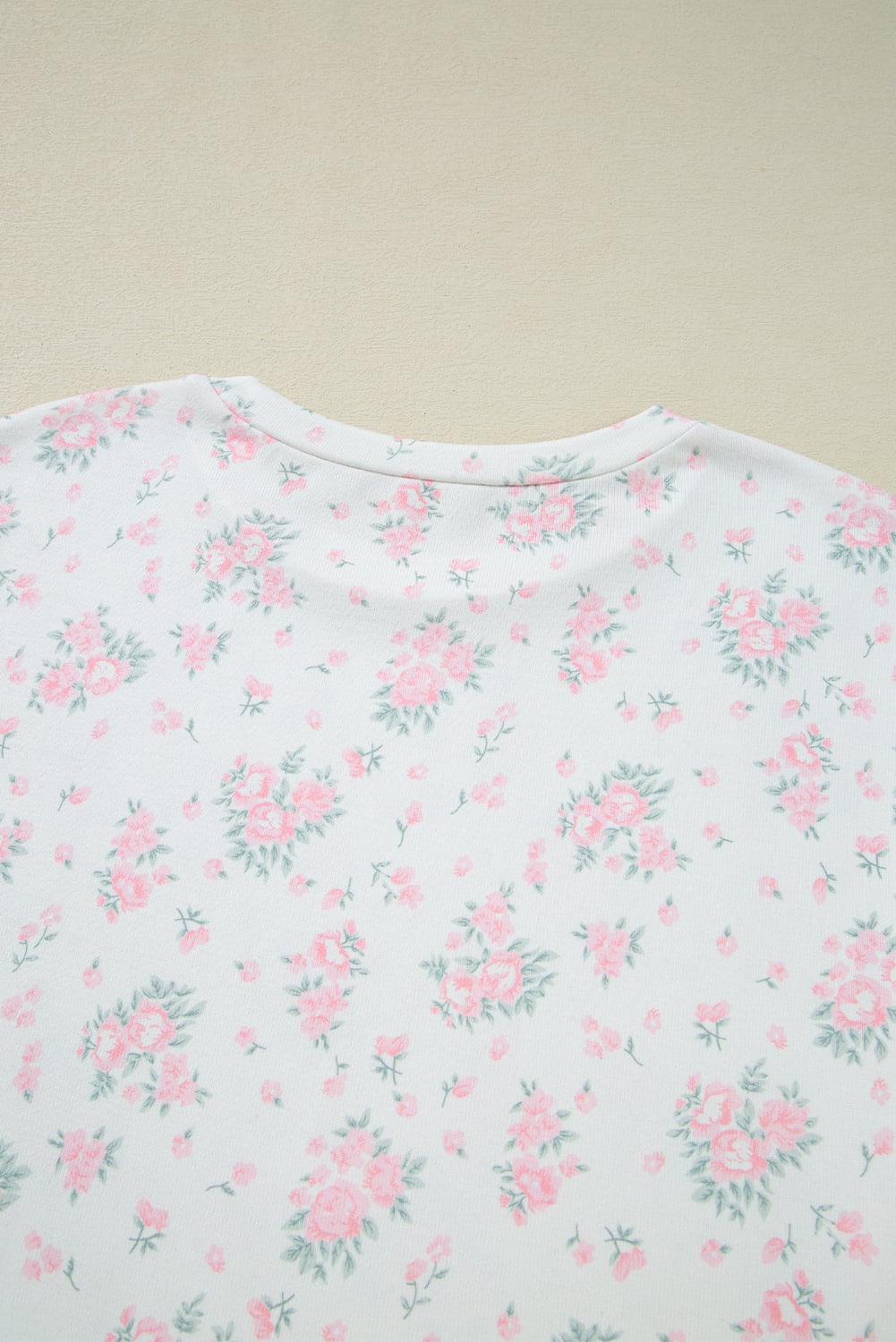 Pink Floral Lettuce Trim Tee and Shorts Ribbed Lounge Set