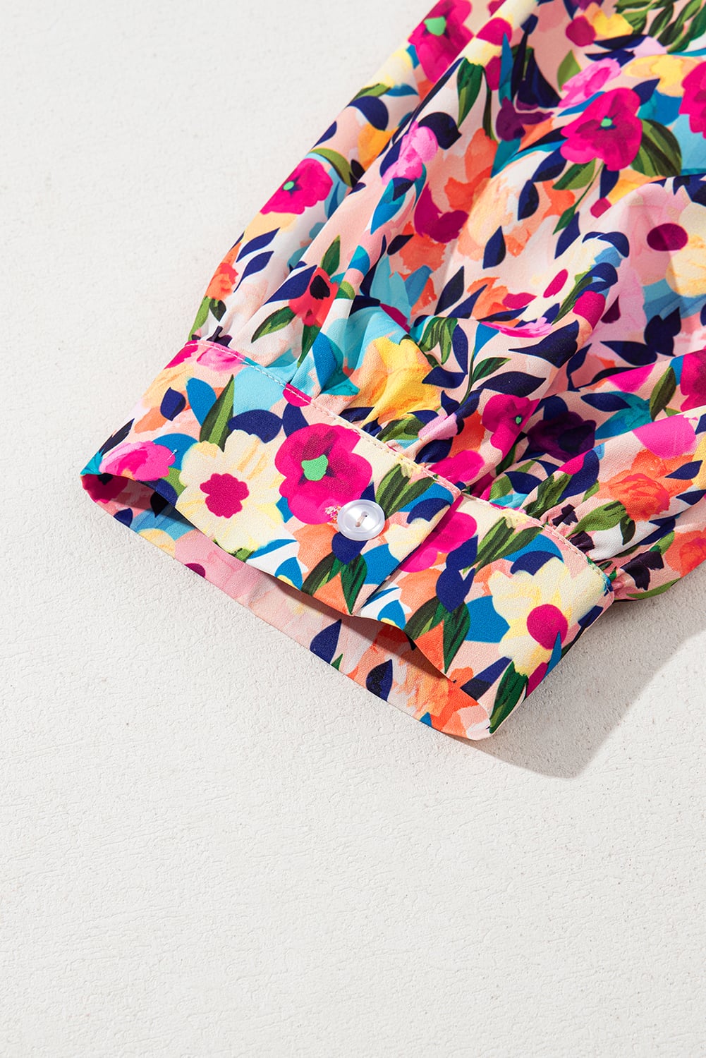 Pink Floral Puff Short Sleeve V Neck Mini Dress