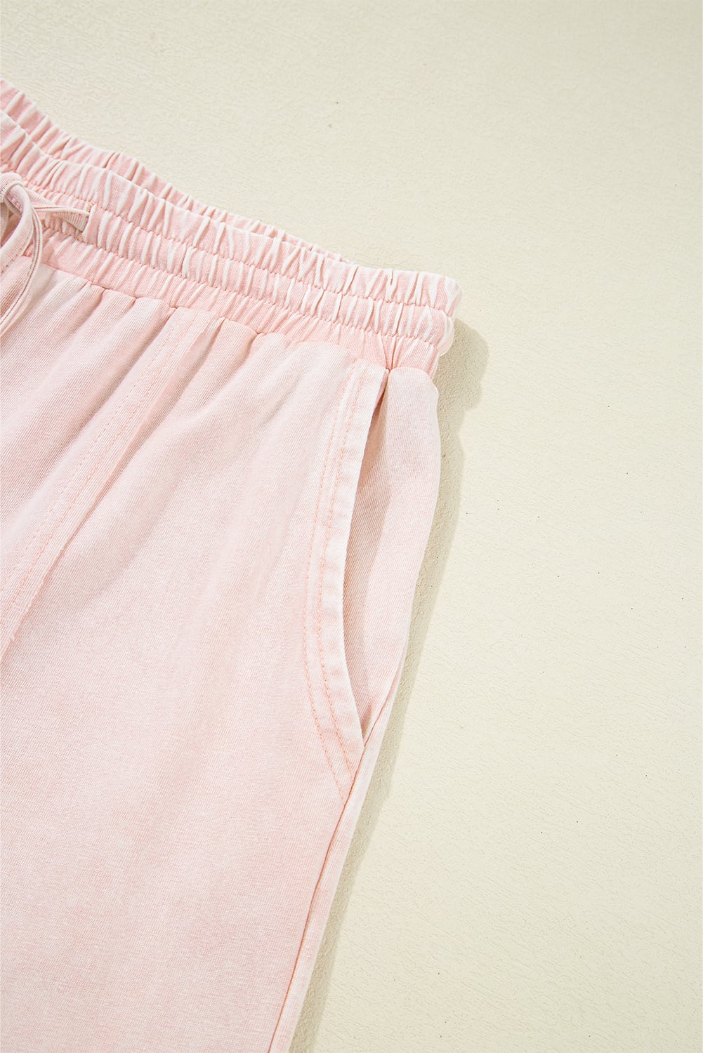 Pink Flower Patch Mineral Washed Terry Knit Cropped Wide Leg Pants