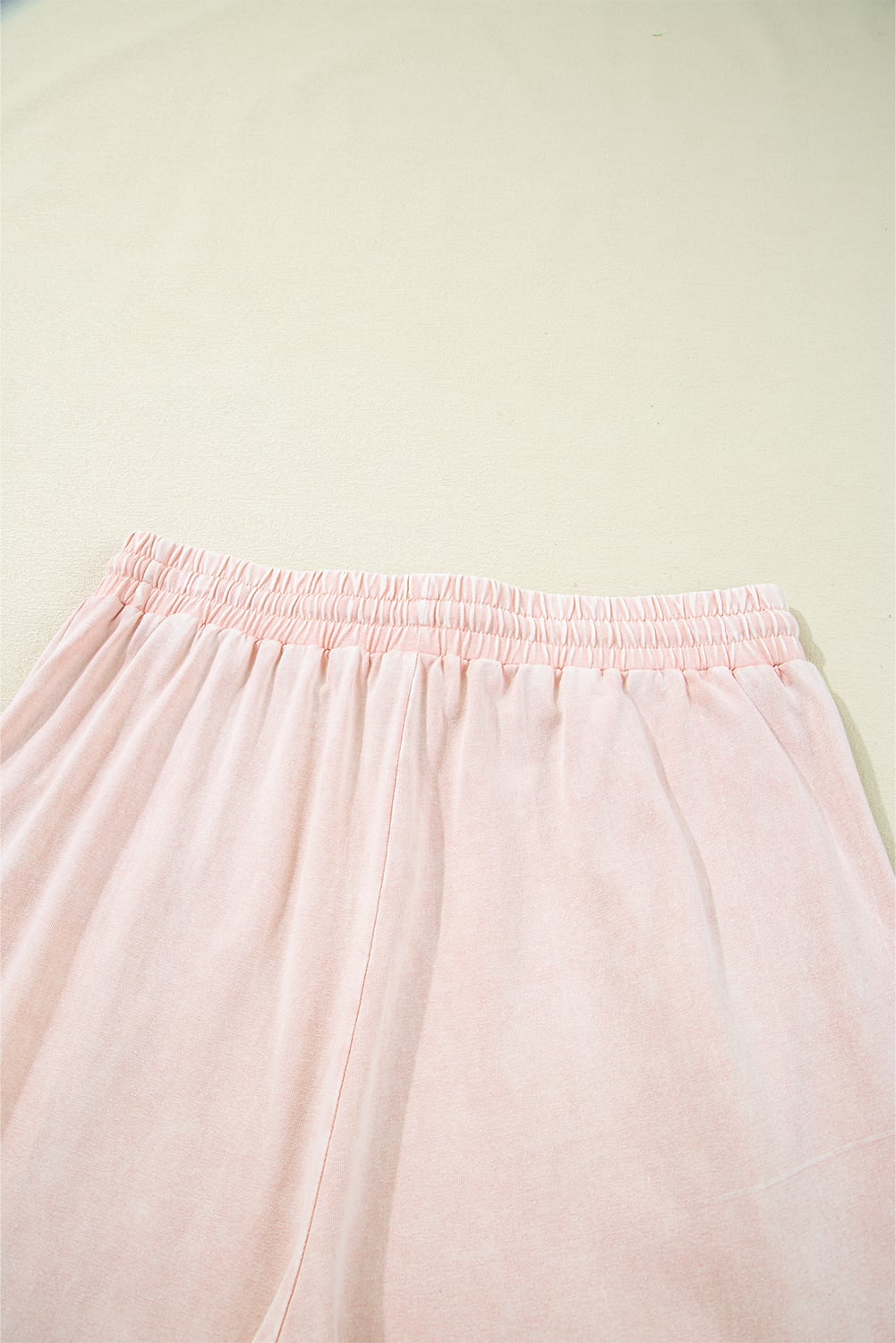 Pink Flower Patch Mineral Washed Terry Knit Cropped Wide Leg Pants