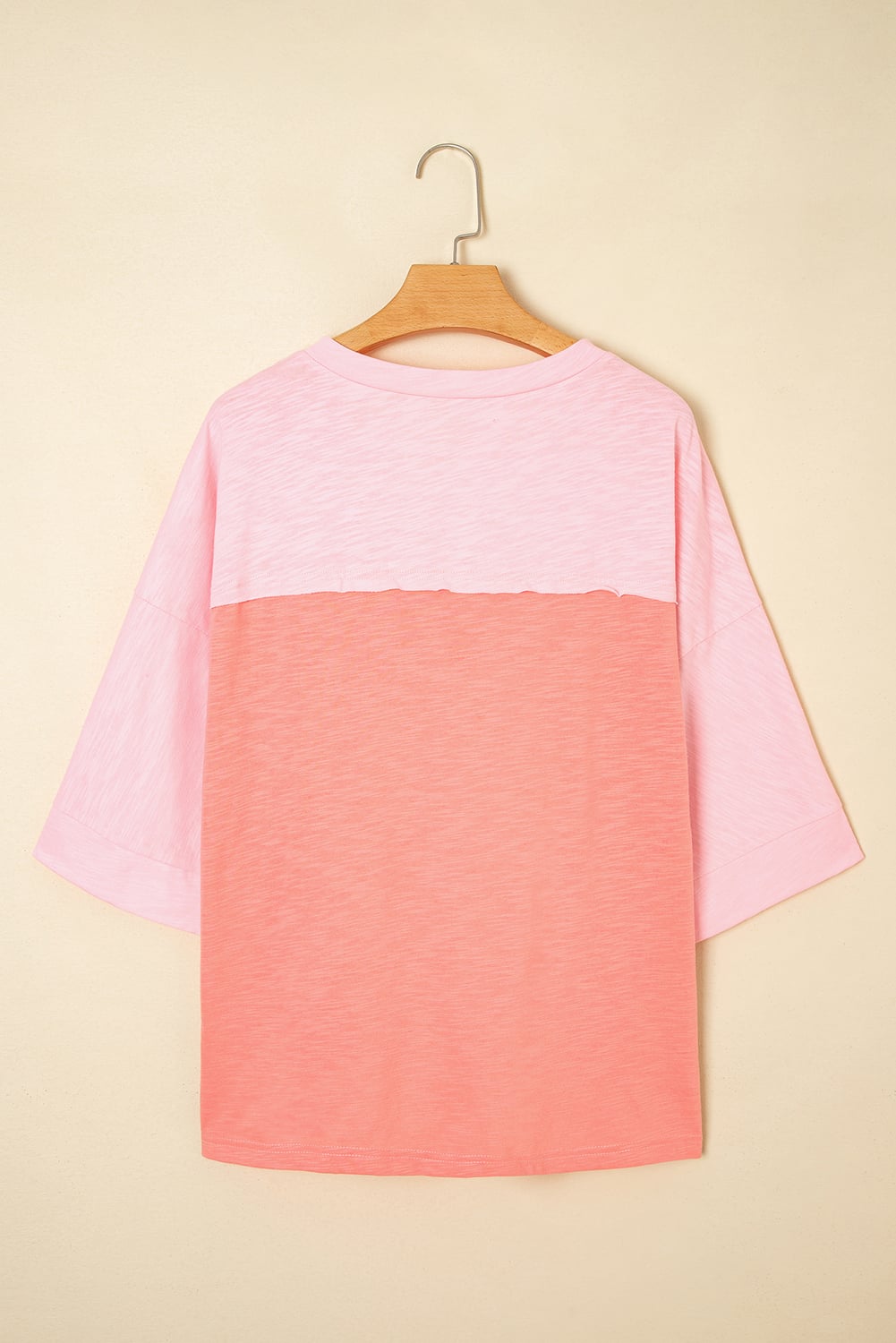 Pink Flower Patched Exposed Seam Bracelet Sleeve Oversized T Shirt
