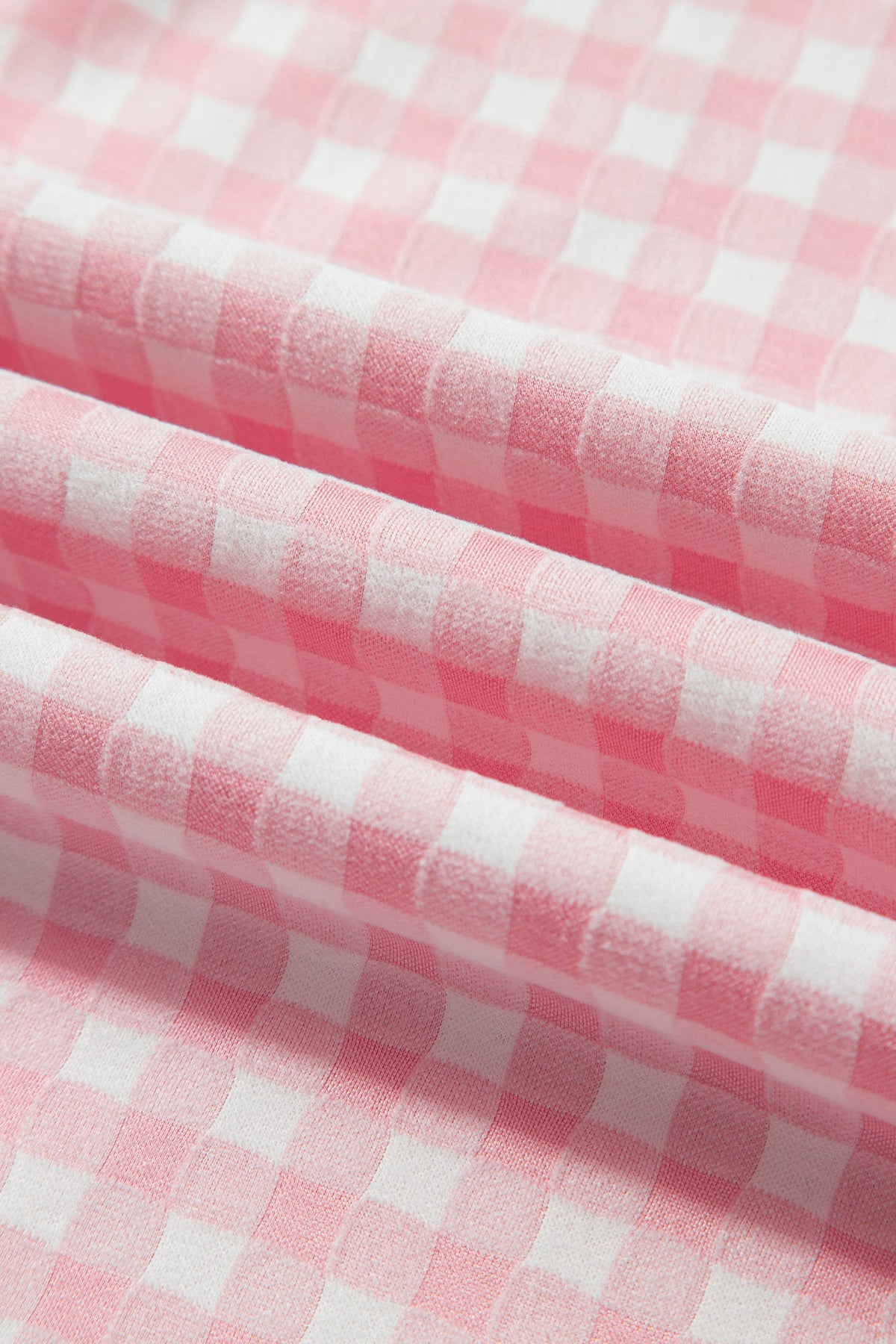 Pink Gingham Long Sleeve Lapel Shirt 2pcs Pajama Pant Set
