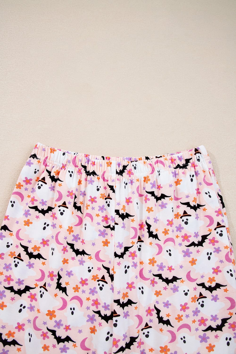 Pink Halloween Eve Haunted Honey Bat Print Pajama Set