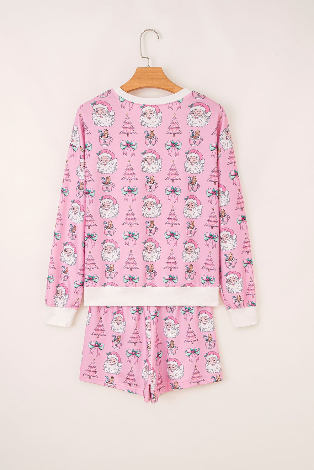 Pink Ho Ho Ho Christmas Fashion Print 2pcs Lounge Short Set