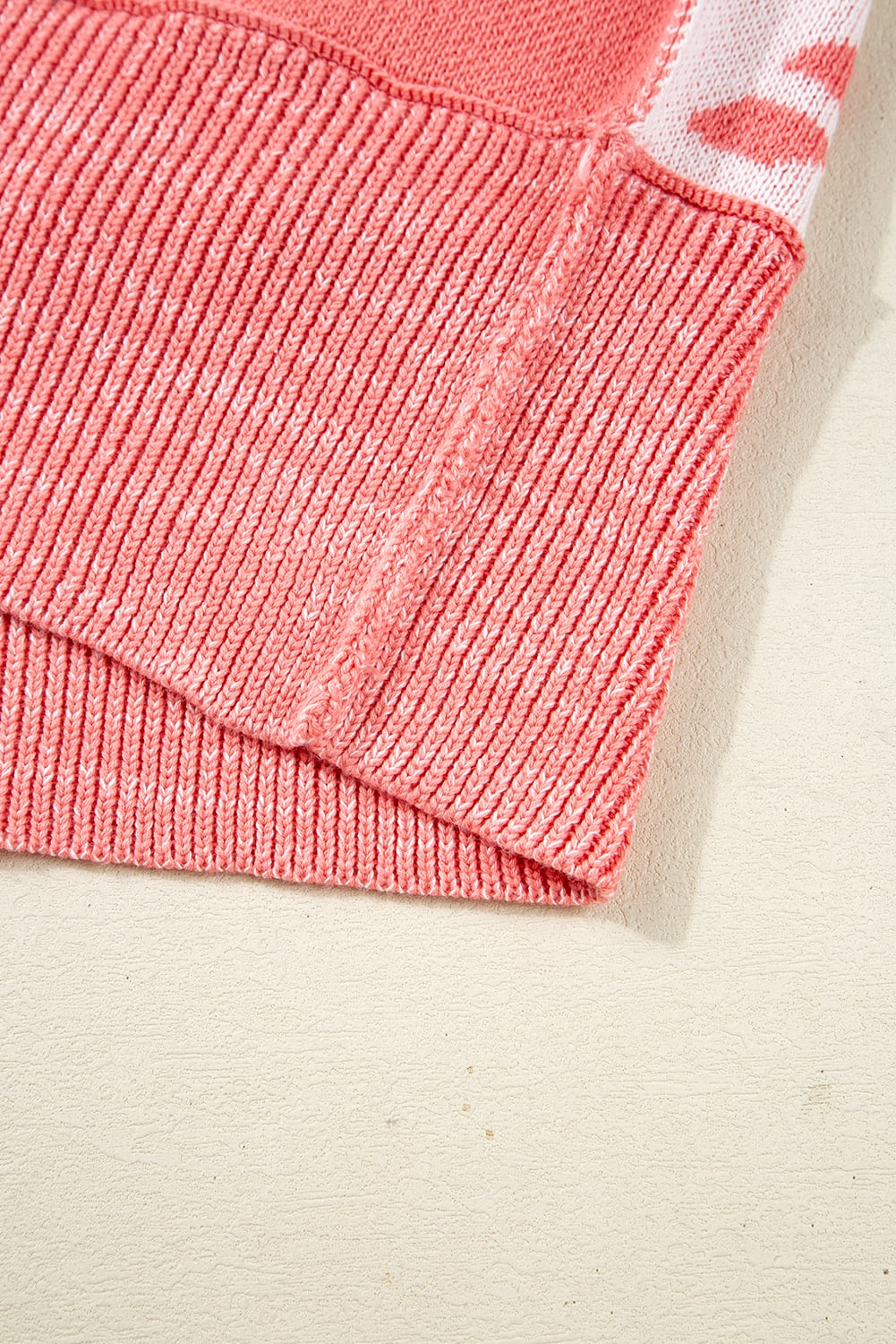 Pink Candycane Snowflake Checker Christmas Holiday Drop Shoulder Tunic Loose Sweater