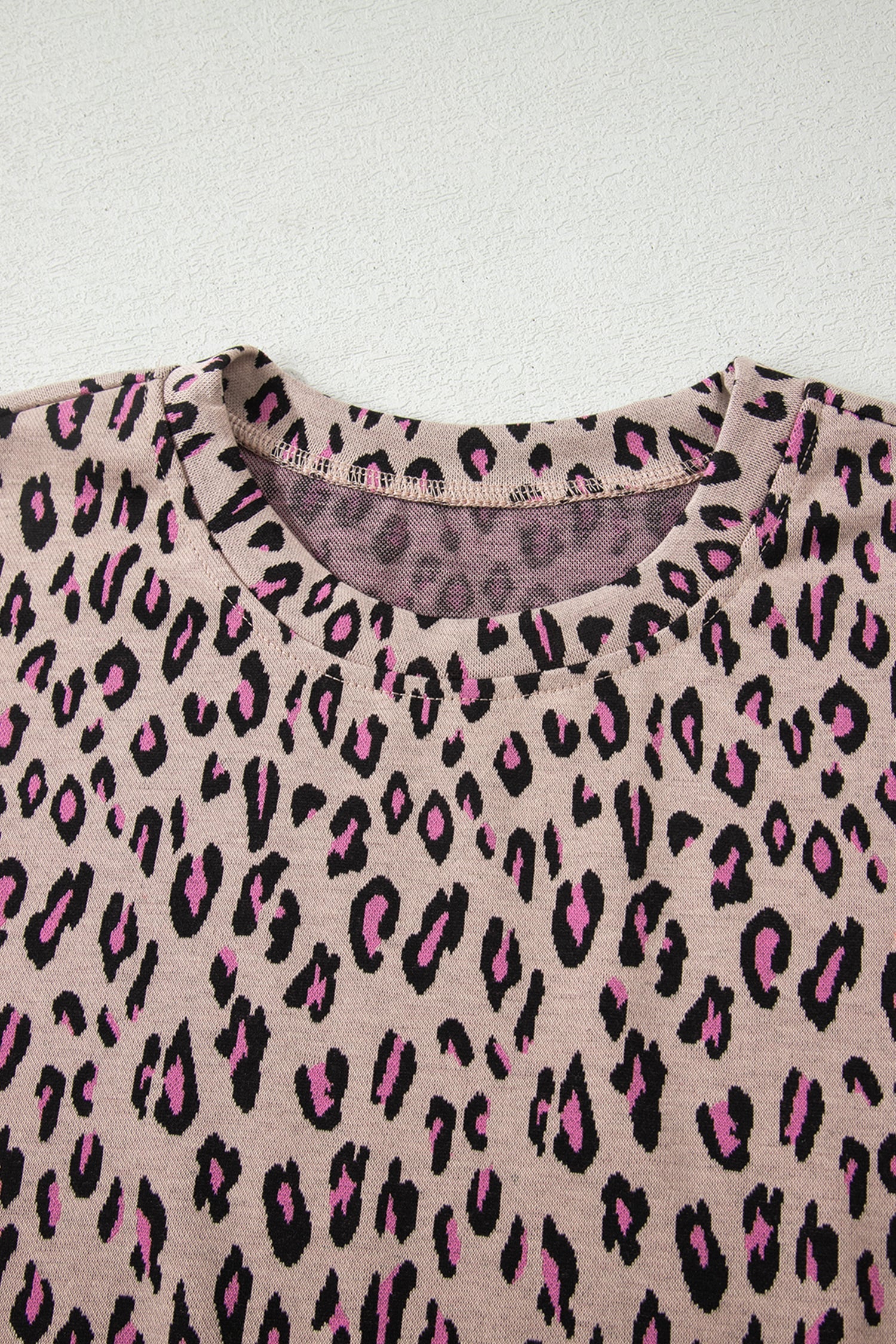 Pink Leopard Print Casual Tee and Pants 2pcs Outfit