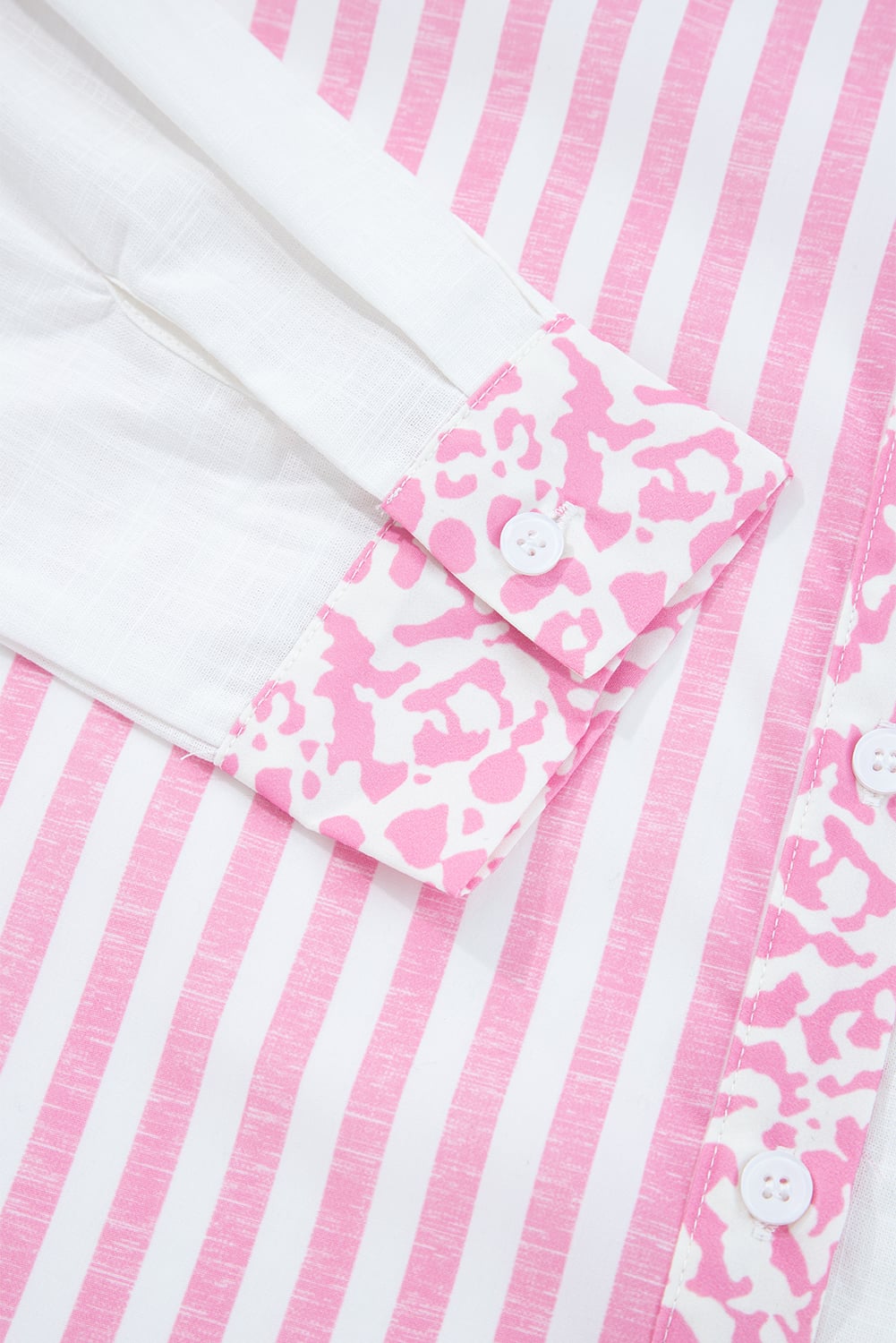 Pink Leopard Striped Western Casual Shirt