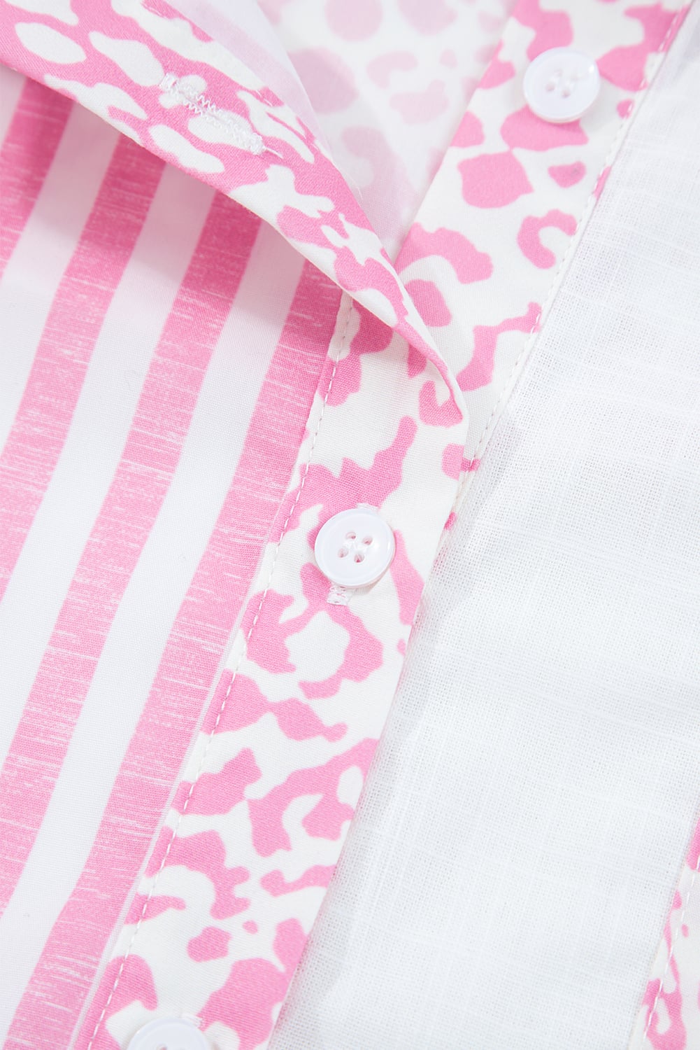 Pink Leopard Striped Western Casual Shirt